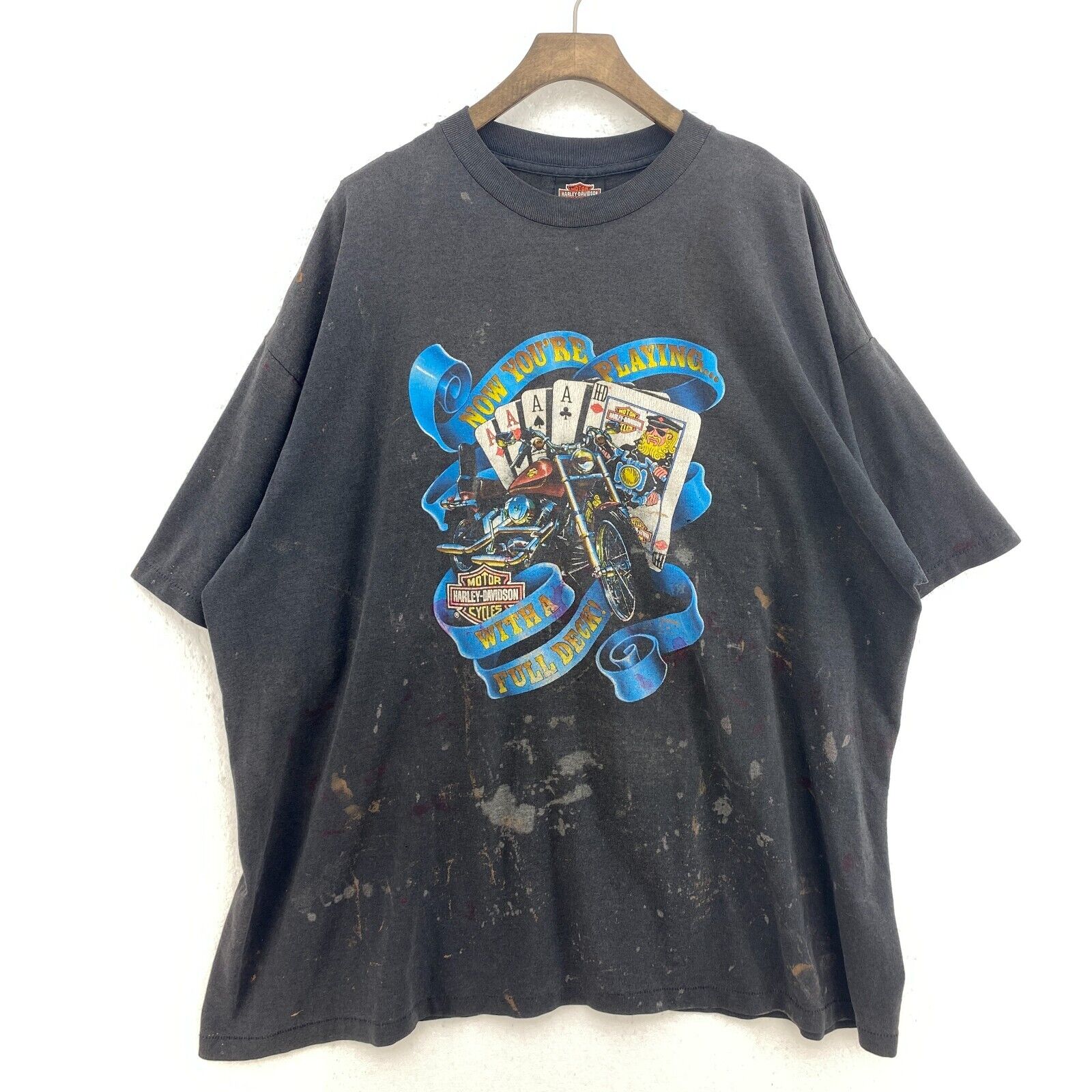 Harley Davidson Motorcycles Biker Black Now You Are Playing T-shirt Size 3XL