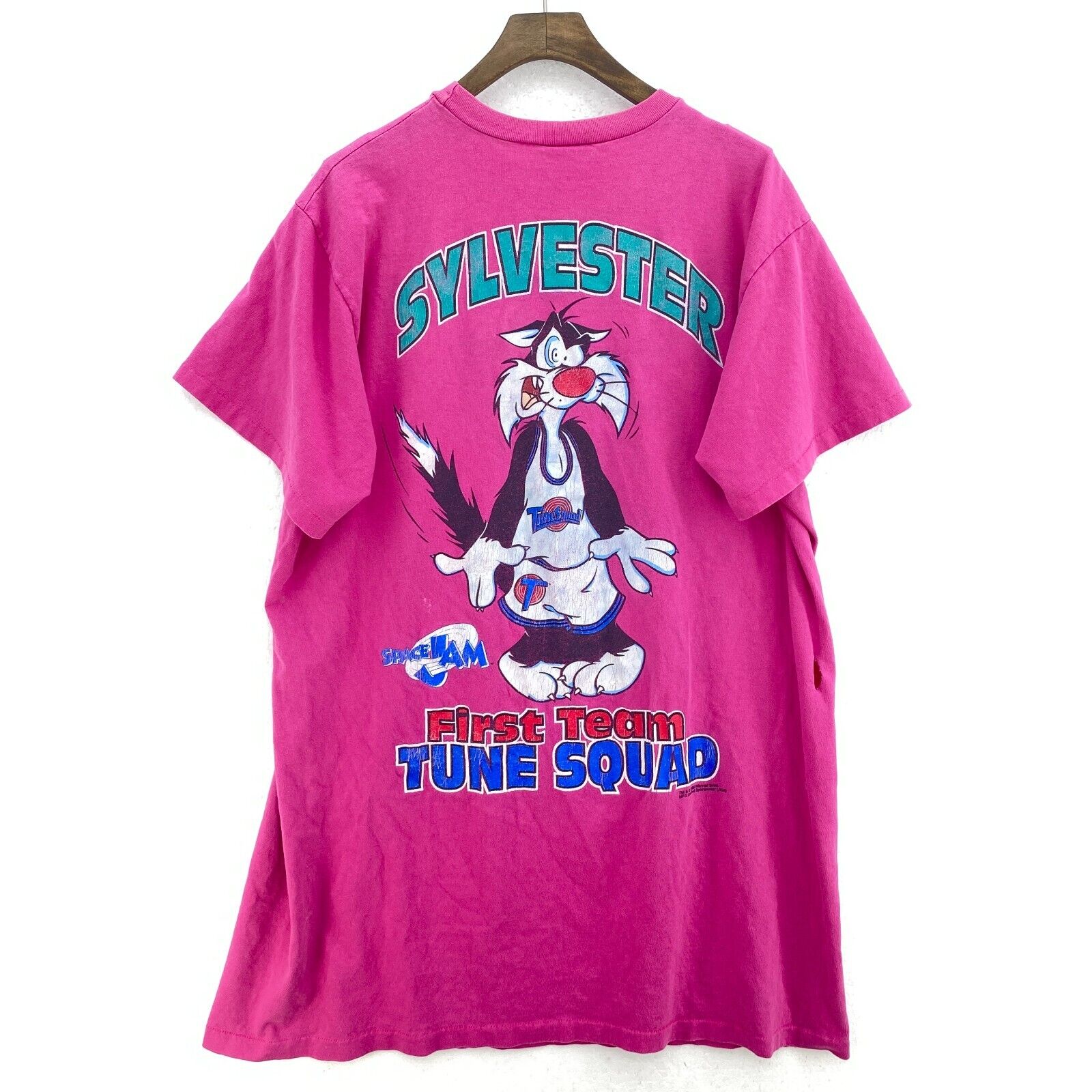Vintage Warner Bros Tweety Bird Slyvester 1996 Graphic Print Pink T-shirt Size M