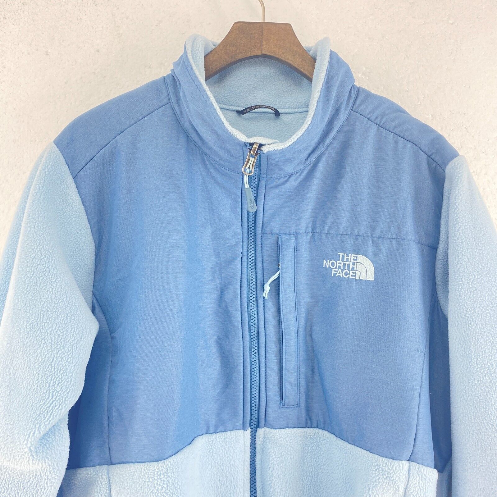 The North Face Logo Full Zip Blue Fleece Jacket Size XL Women's