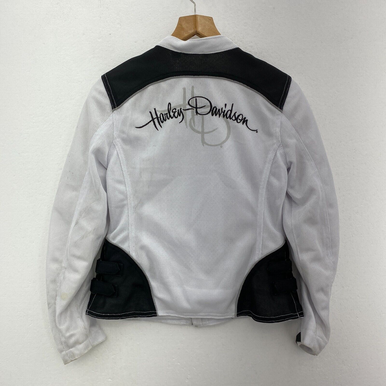 Harley Davidson Motorcycles Women Biker Jacket White Black Size S Air Knit