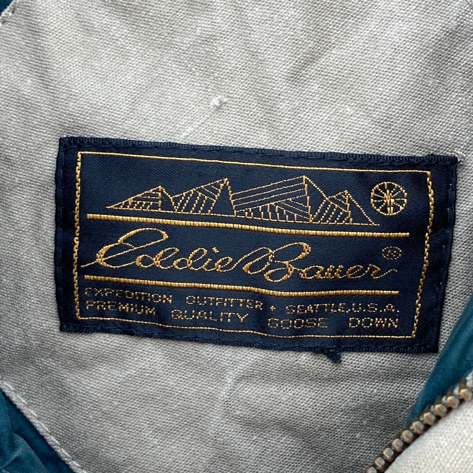Eddie Bauer Goose Down Full Zip Earth Tone Green Full Zip Vest Jacket Size M