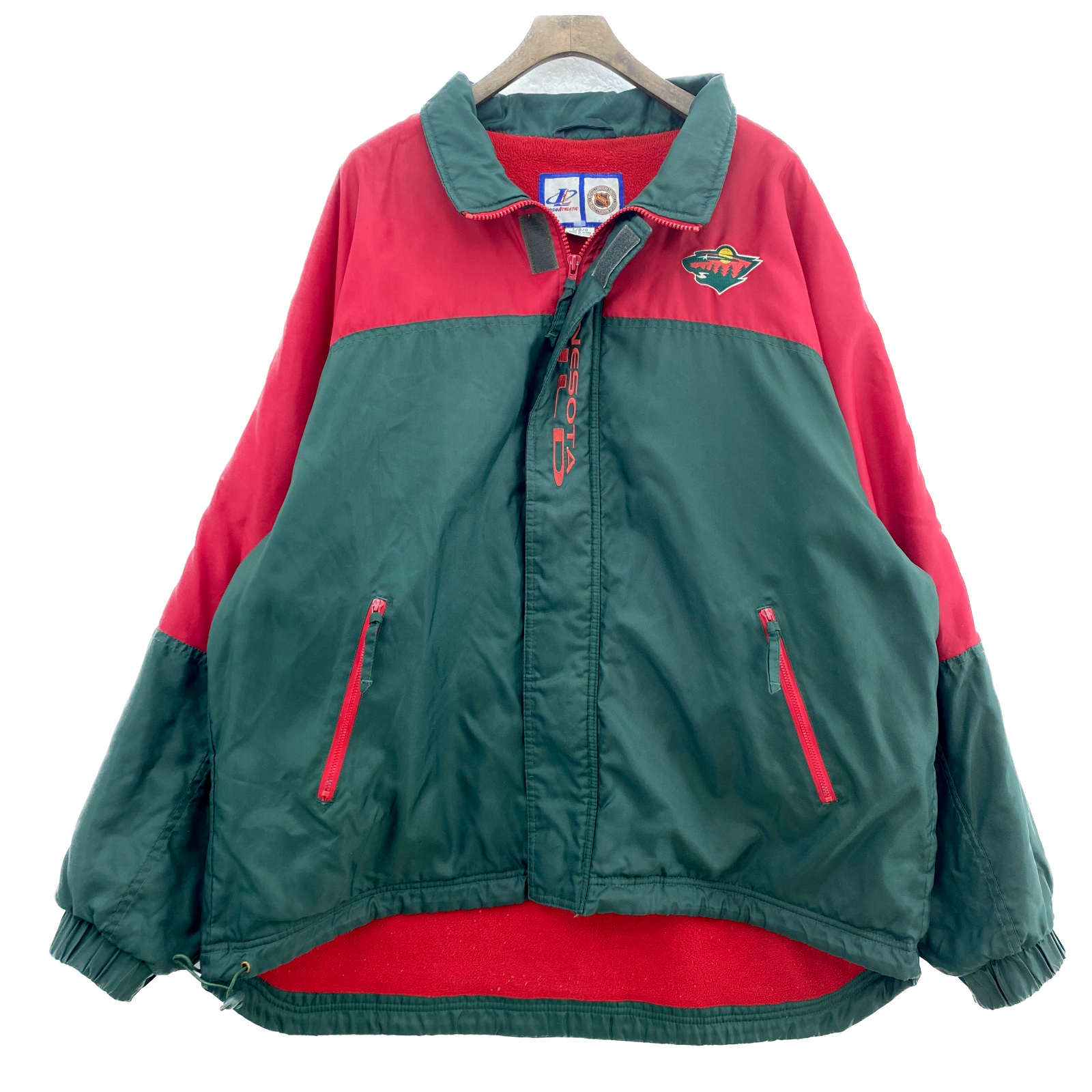 Vintage Logo Athletic Minnesota Wild NHL Green Full Zip Insulated Jacket Size L