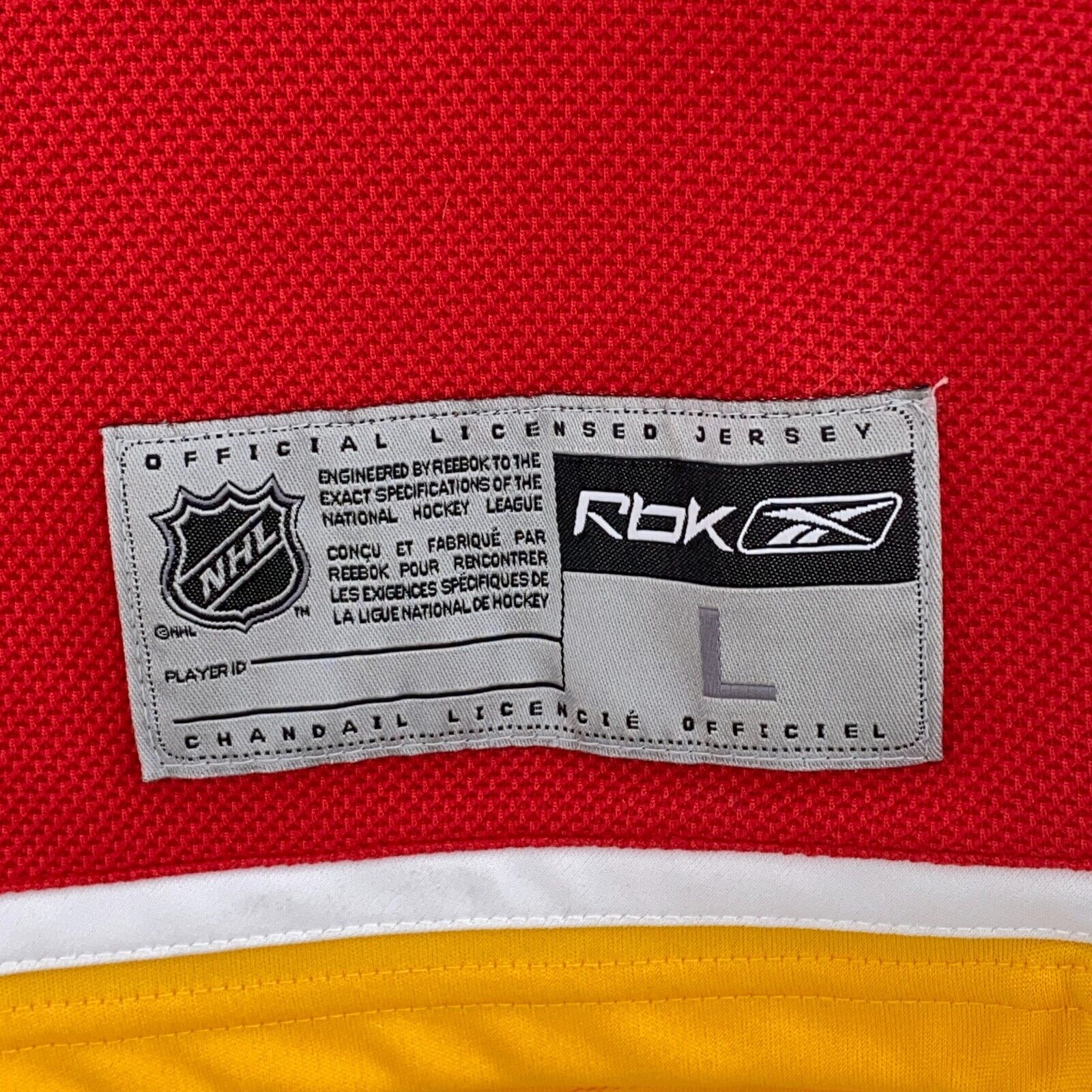 Authentic Calgary Flames Red Reebok NHL Jersey Size L
