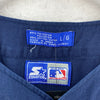 Starter New York Yankees Striped Button Up Navy Blue T-shirt Size L