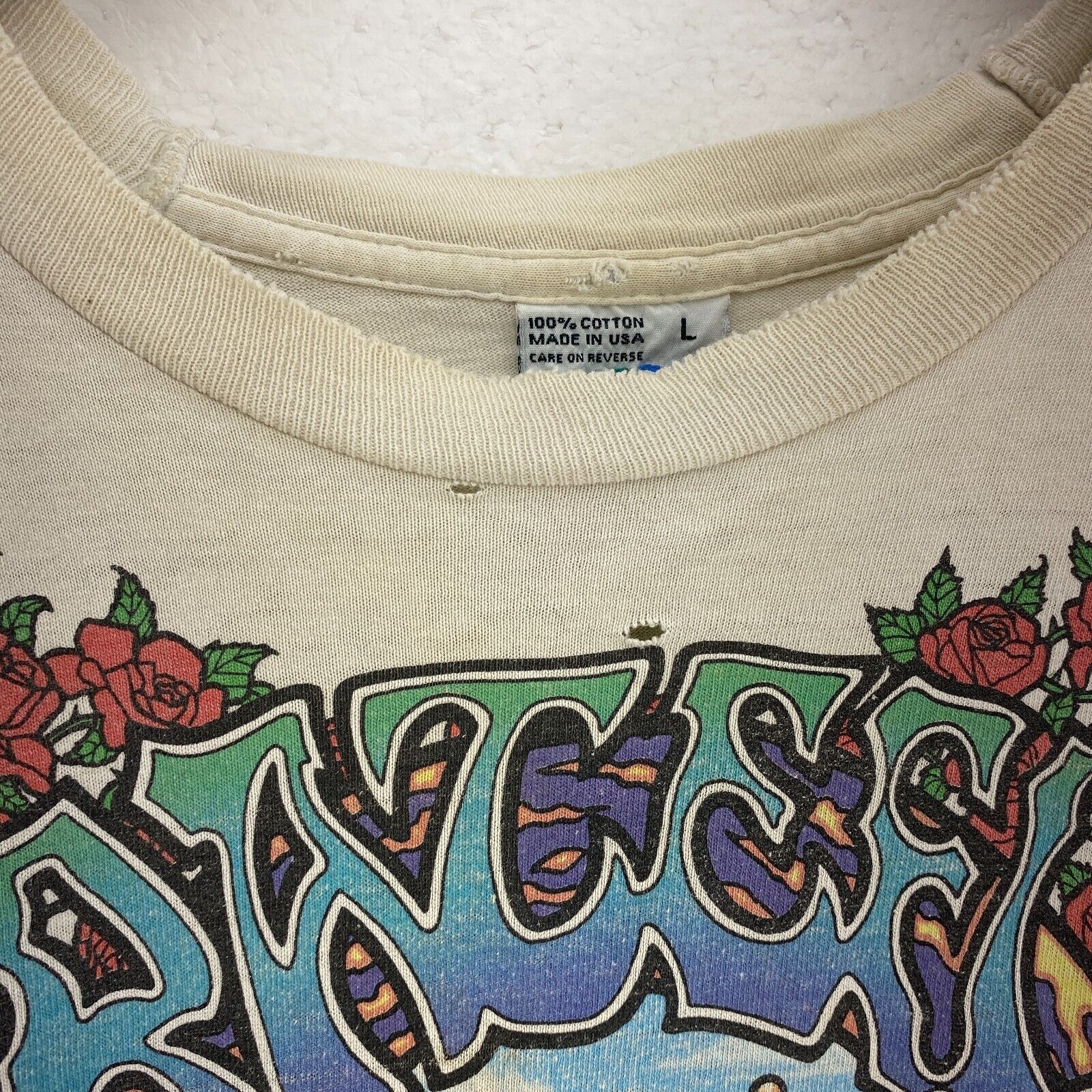 Liquid Blue 1993 Grateful Dead Multicolor White T-shirt Long Sleeve Size L