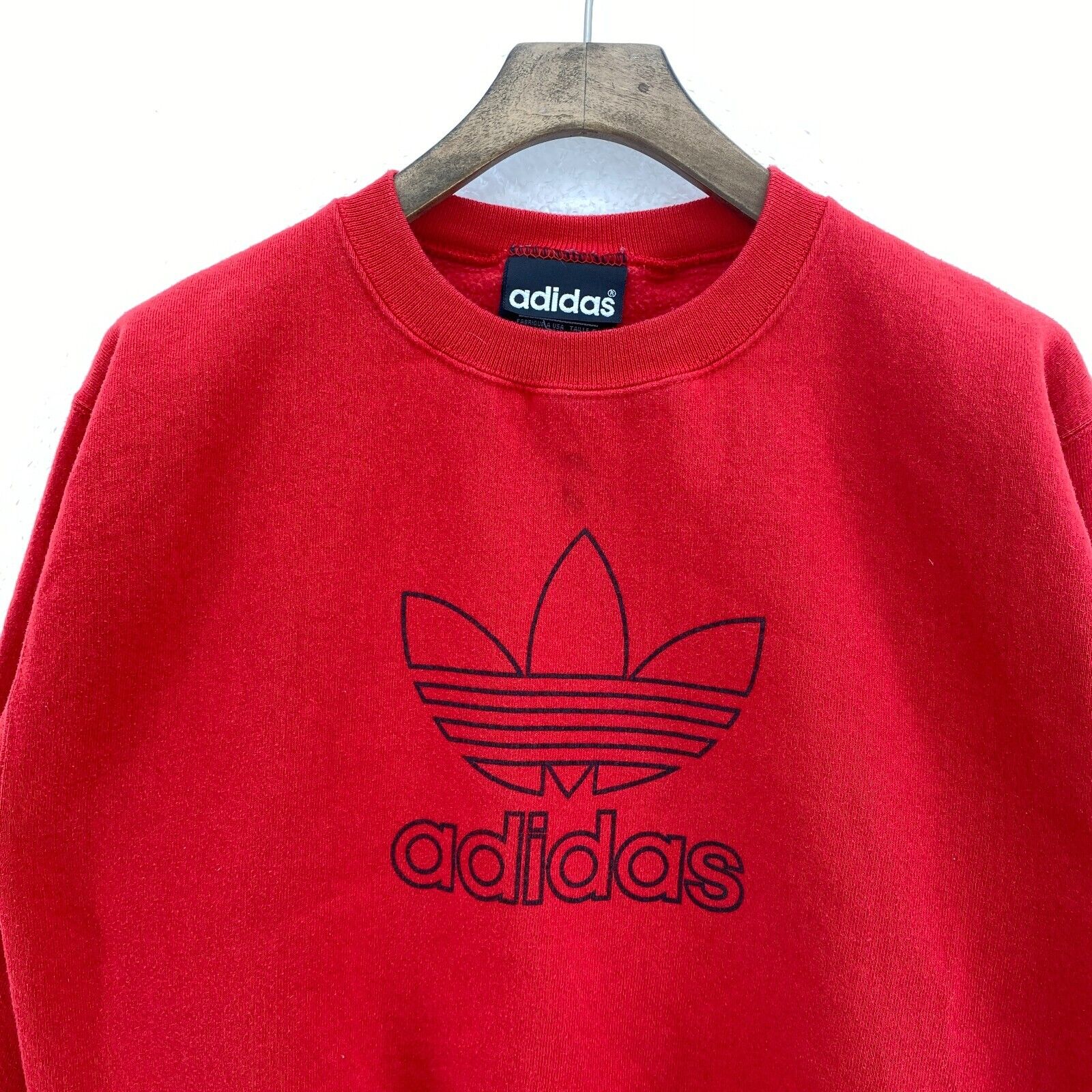 Vintage Adidas Logo Crewneck Red Sweatshirt Size L Kids Pullover