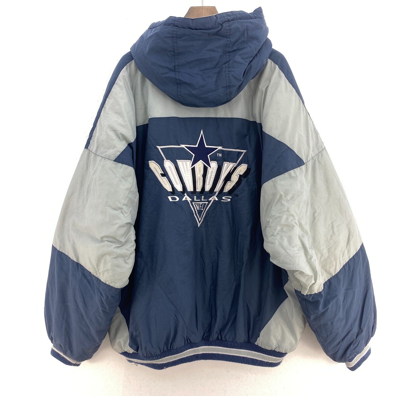 Dallas Cowboys NFL Logo 7 Insulated Full Zip Blue Hooded Jacket Size XL 90s