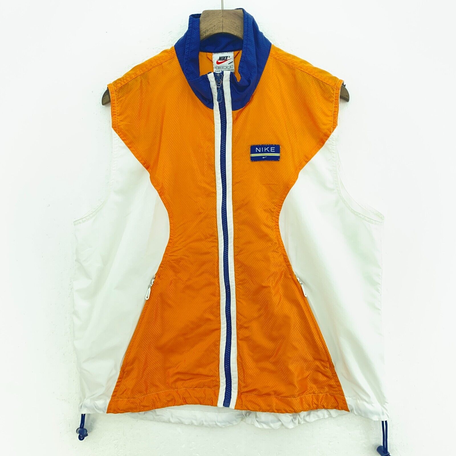 Nike Logo Full Zip Light Orange White Vest Jacket Size M