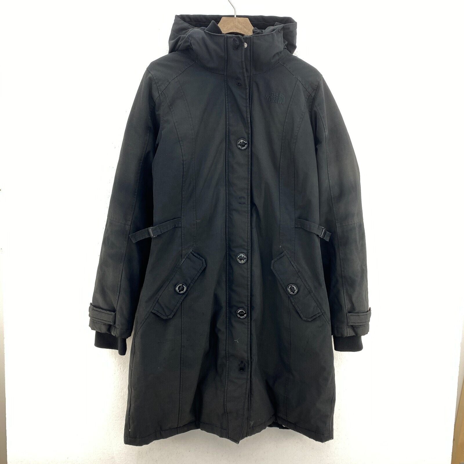 The North Face Hyvent Black Insulated Women's Parka Jacket Size M Full Zip Up