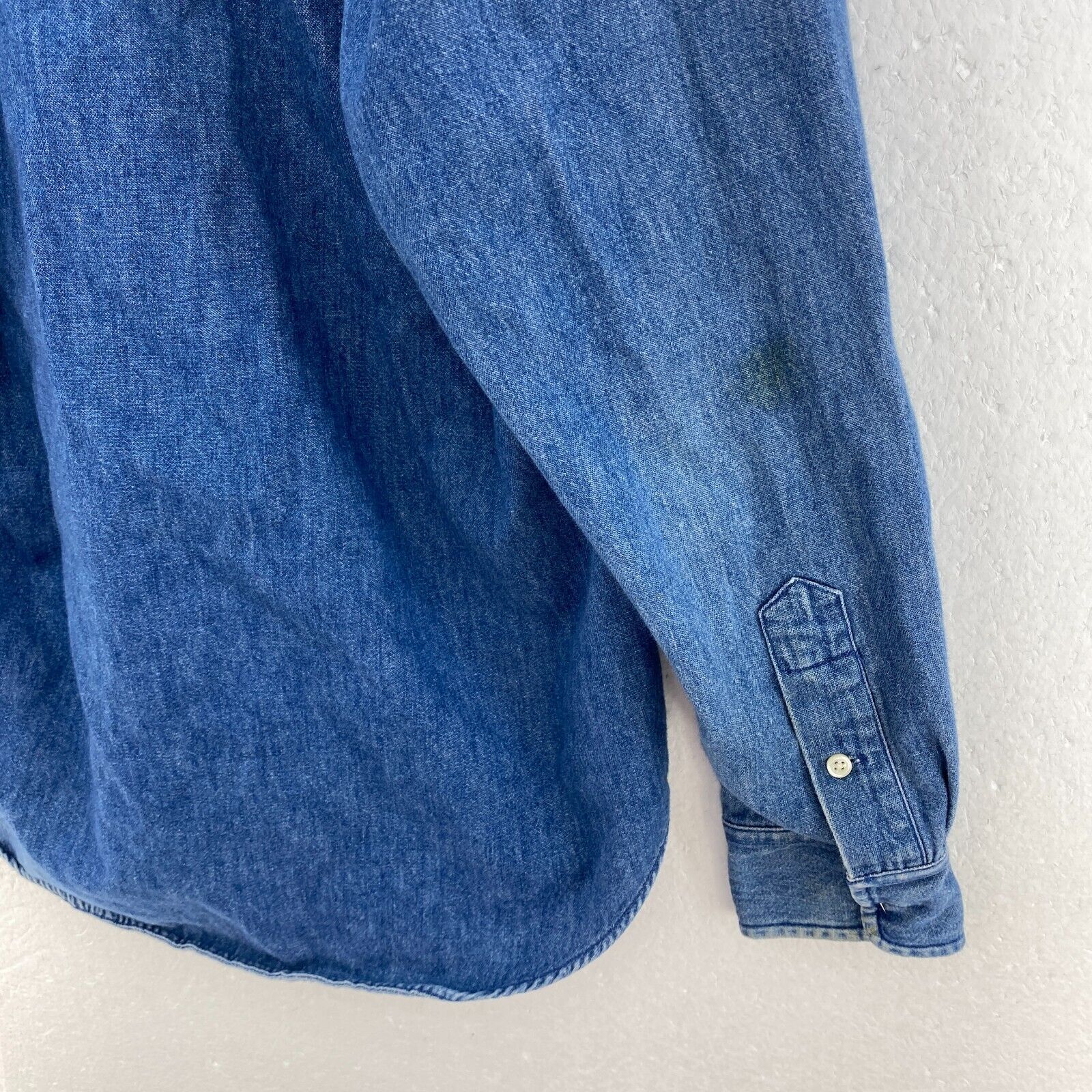 Ralph Lauren Button Up Single Embroidered Pocket Denim Blue Shirt Size 8 Women's