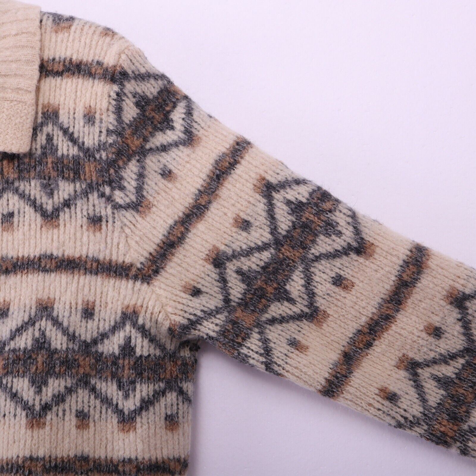 Sears Wool Knit Beige Cardigan Size 44 90s