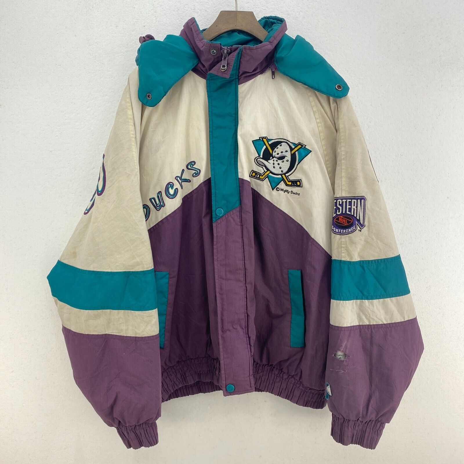 Pro Player Mighty Ducks Anaheim NHL Purple Vintage Insulated Jacket Size L
