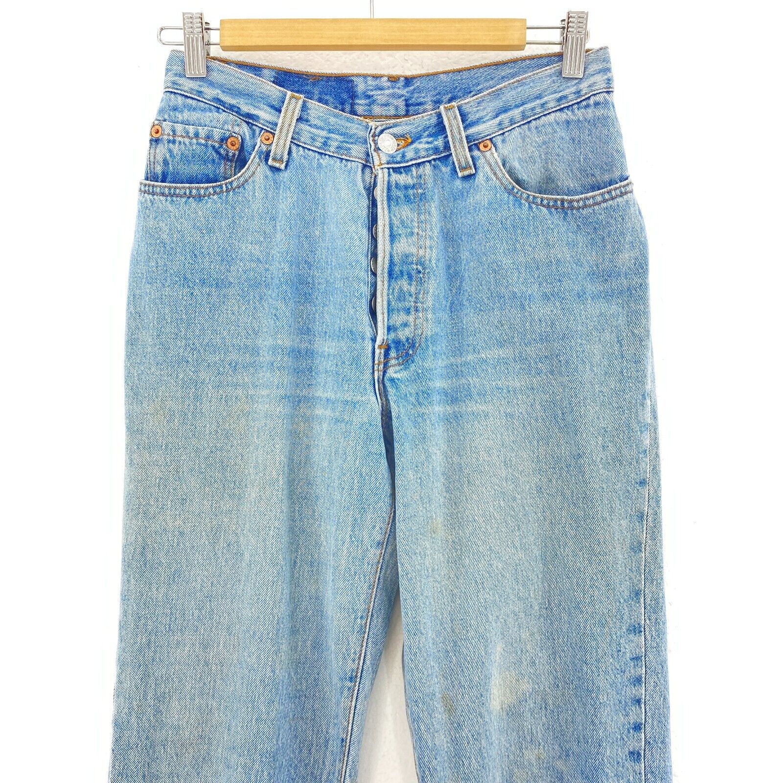 Levi's 501 Light Wash Blue Denim Straight Jeans Size 28 Women's