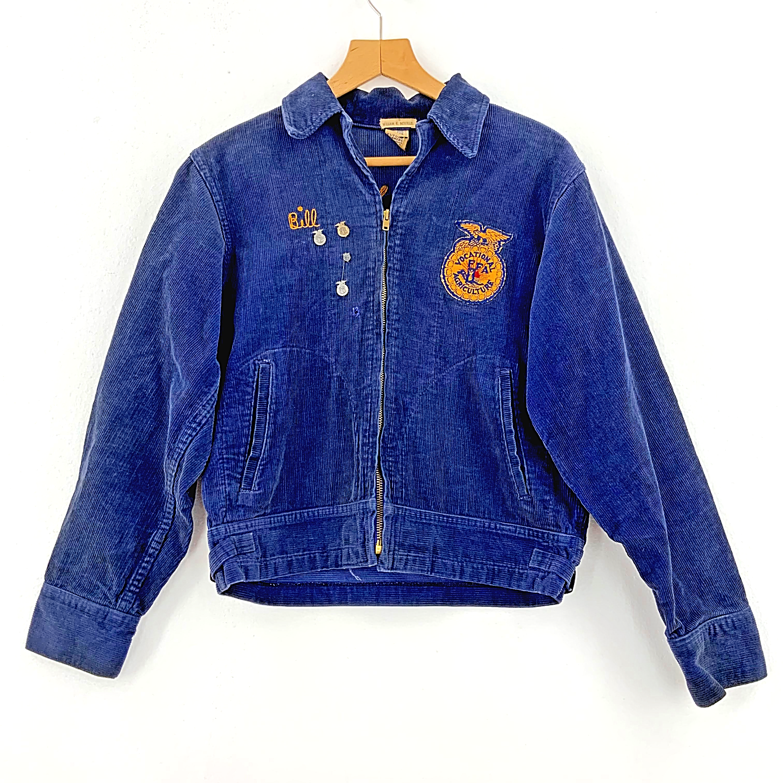 Corduroy Jacket Blue Size 38 Vocational Agriculture Future Farmers 90s