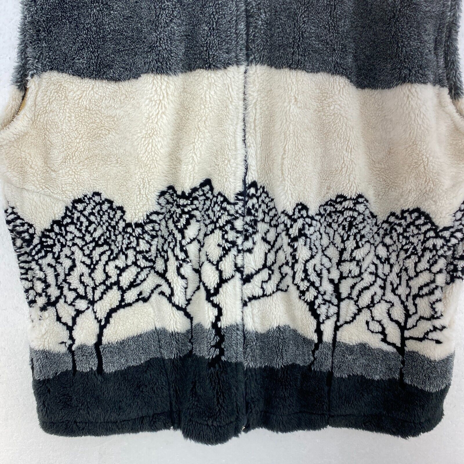 Vintage Full Zip Tree Fleece Gray Vest Jacket Size L
