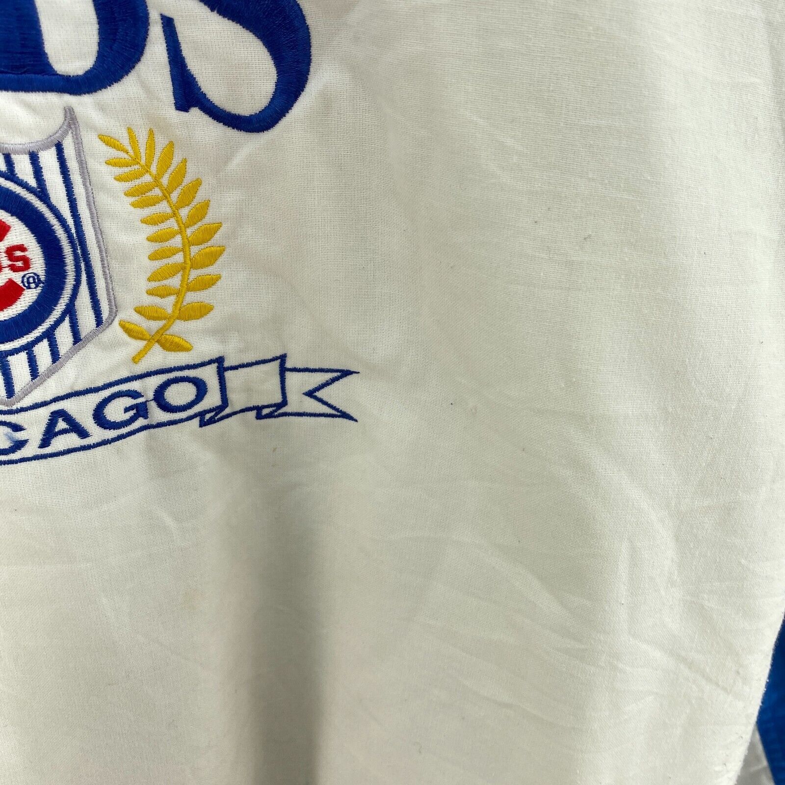 Vintage Logo 7 Chicago Cubs White Blue Sweatshirt Size L