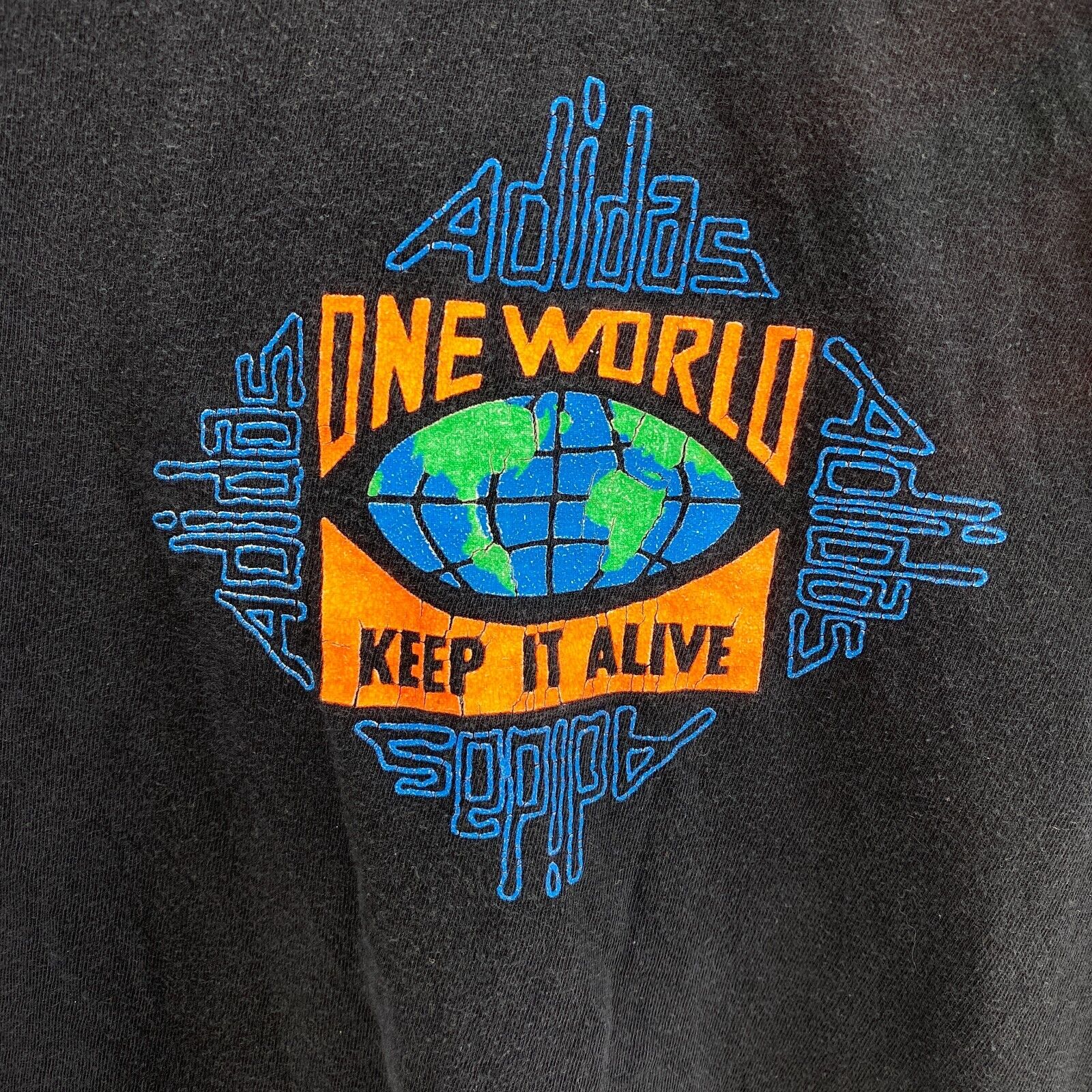 Adidas One World Keep It Alive Aware Black T-shirt Size M Single Stitch