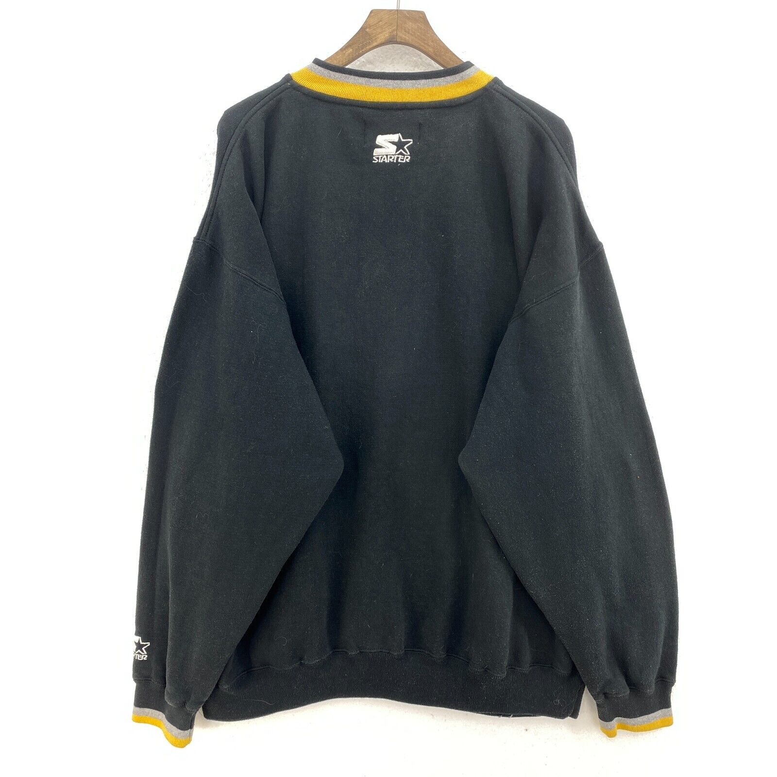 Starter Pittsburgh Steelers NFL Patch Black Pullover Sweatshirt Size XXL