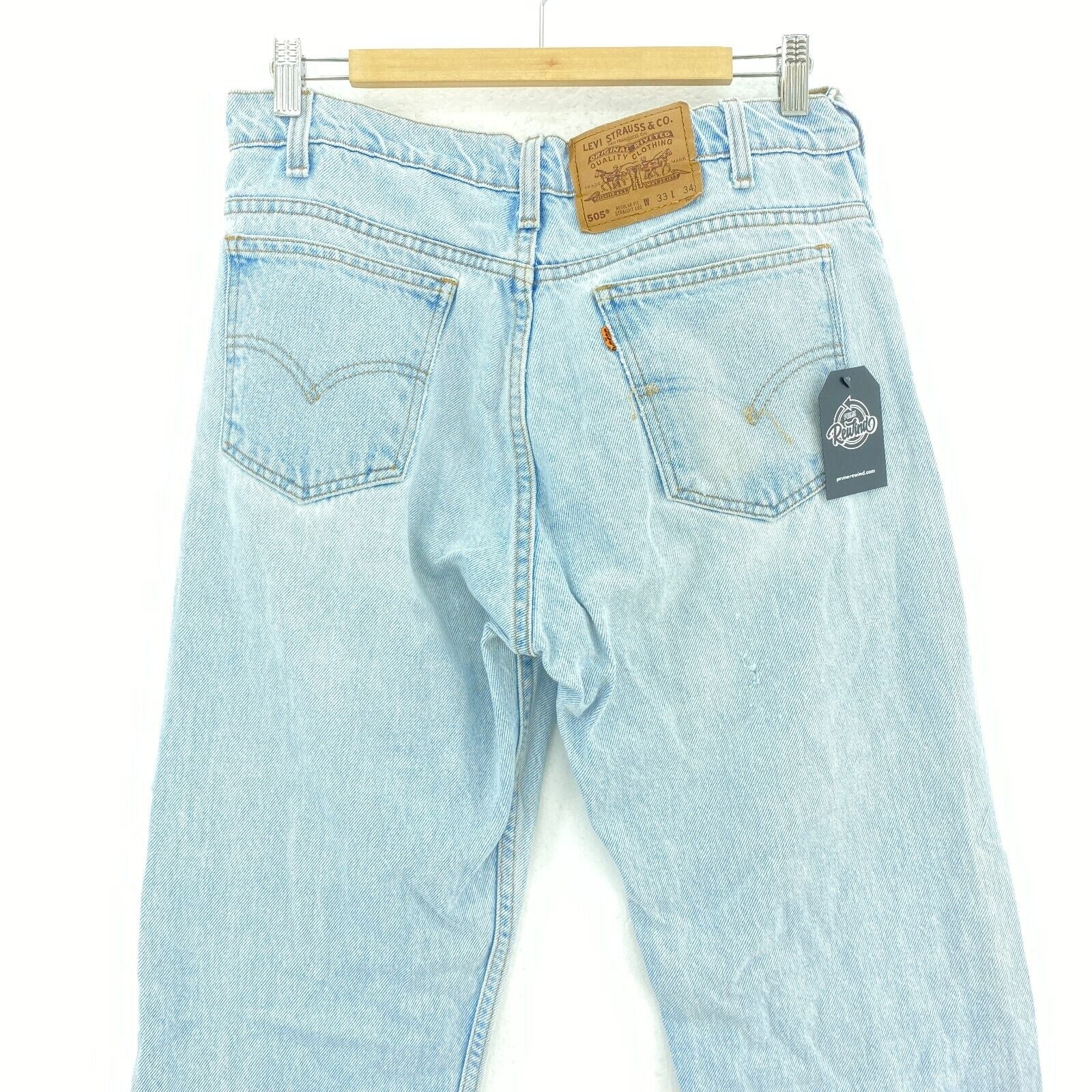Levi's Orange Tab Light Wash Blue Denim Straight Jeans Size 33
