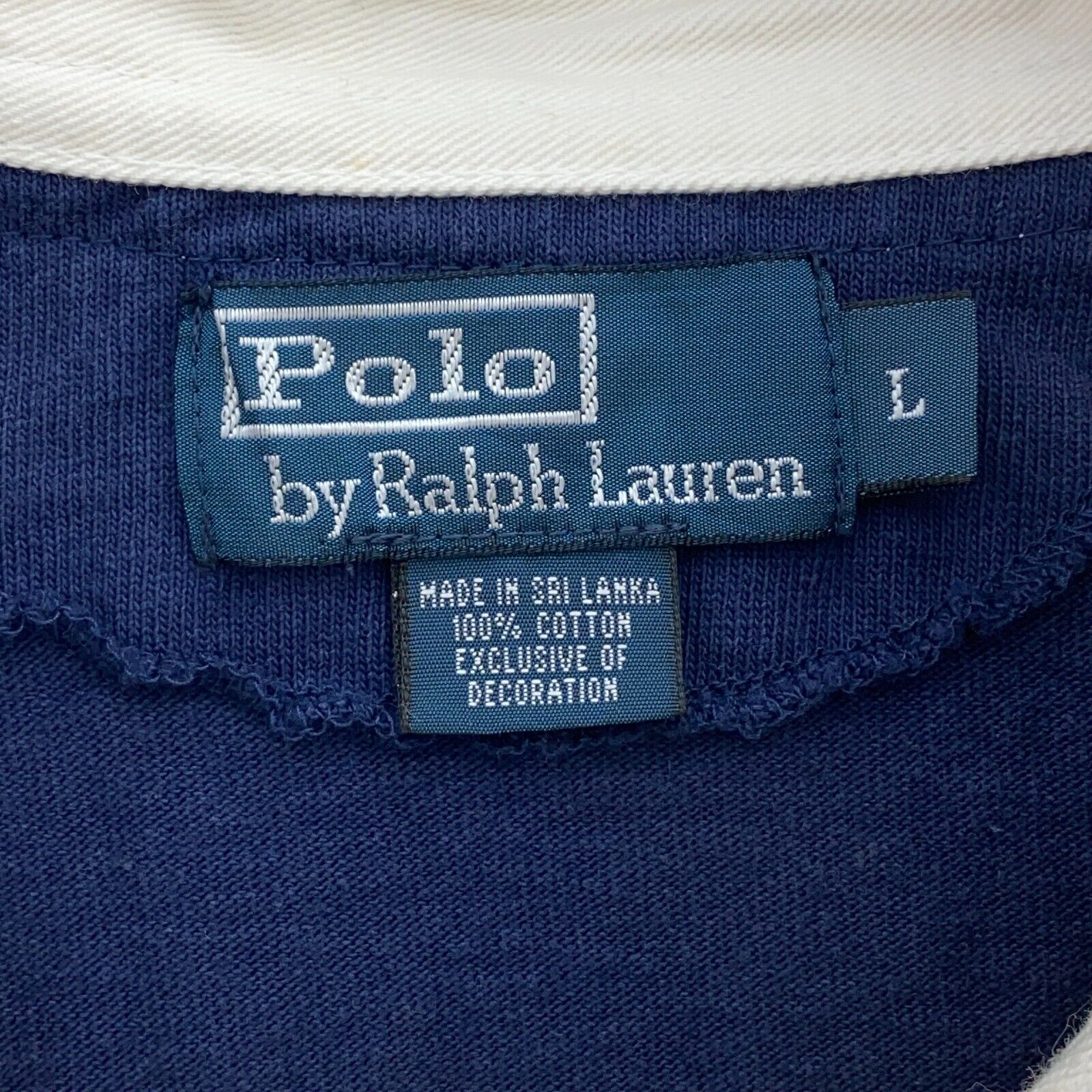 Vintage Polo Ralph Lauren Striped Yellow Navy Blue Polo T-shirt Size L