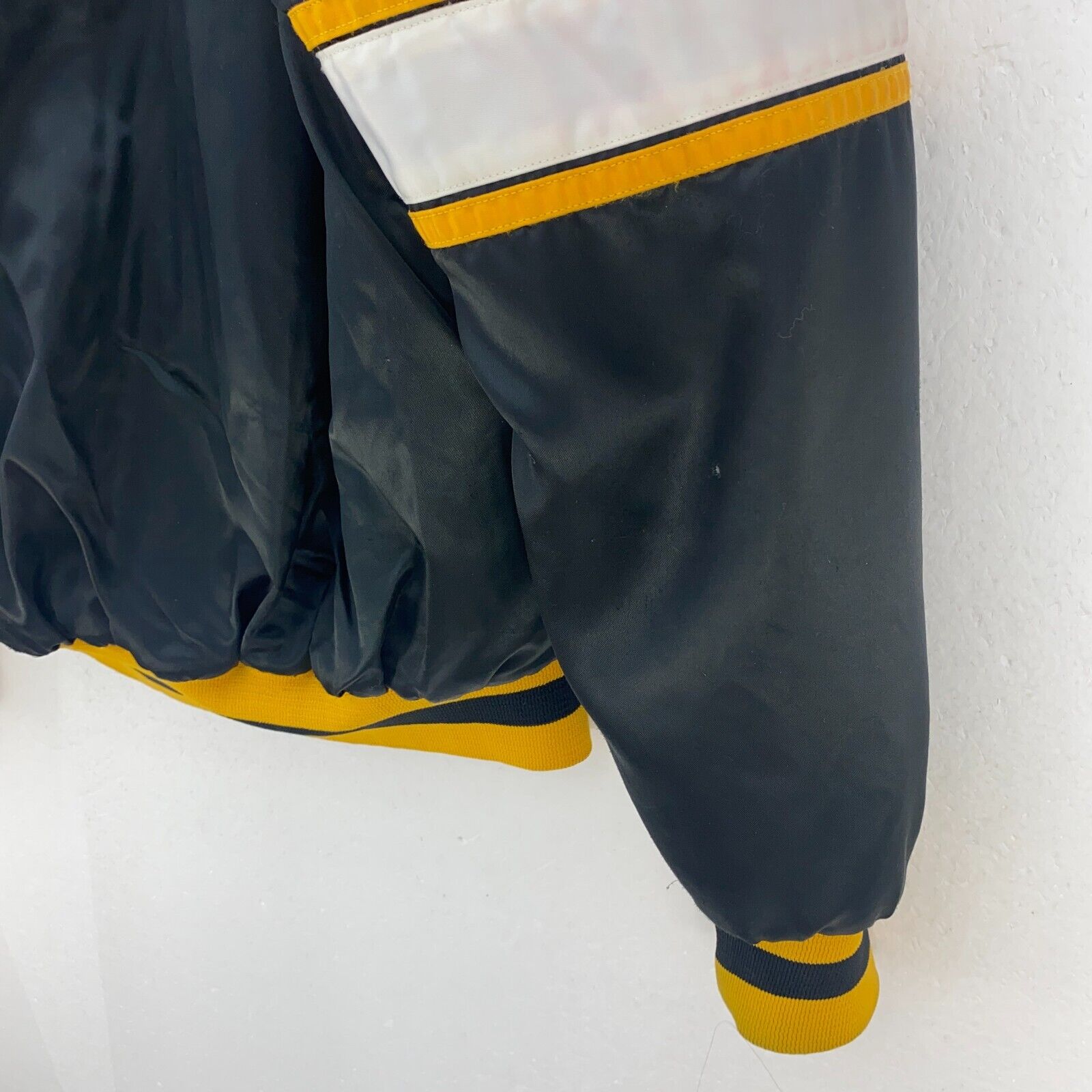 Pittsburgh Penguins Logo Satin Bomber Jacket Size M Black NHL Ice Hockey