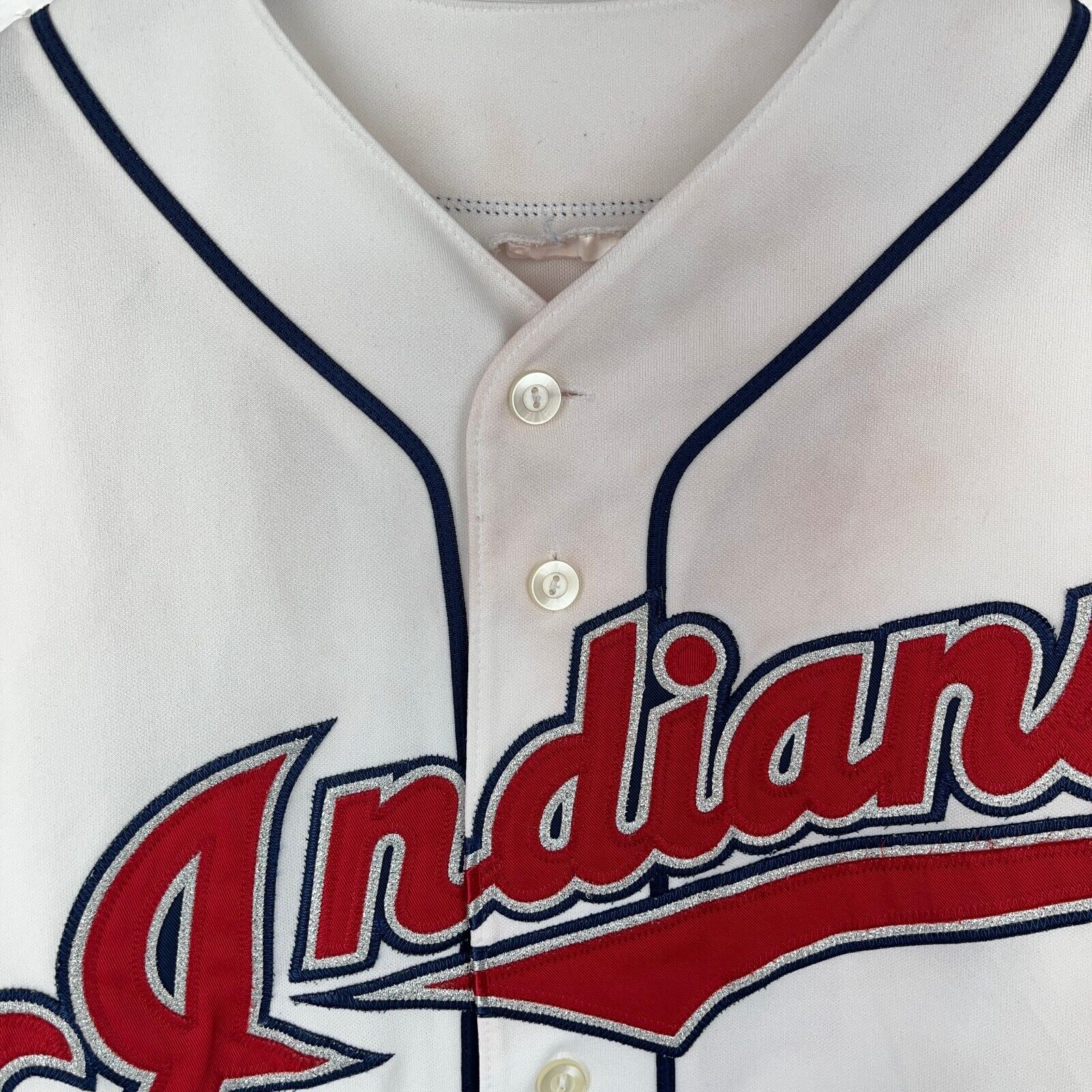Vintage Cleveland Indians Trot Nixon #33 White Jersey Size L