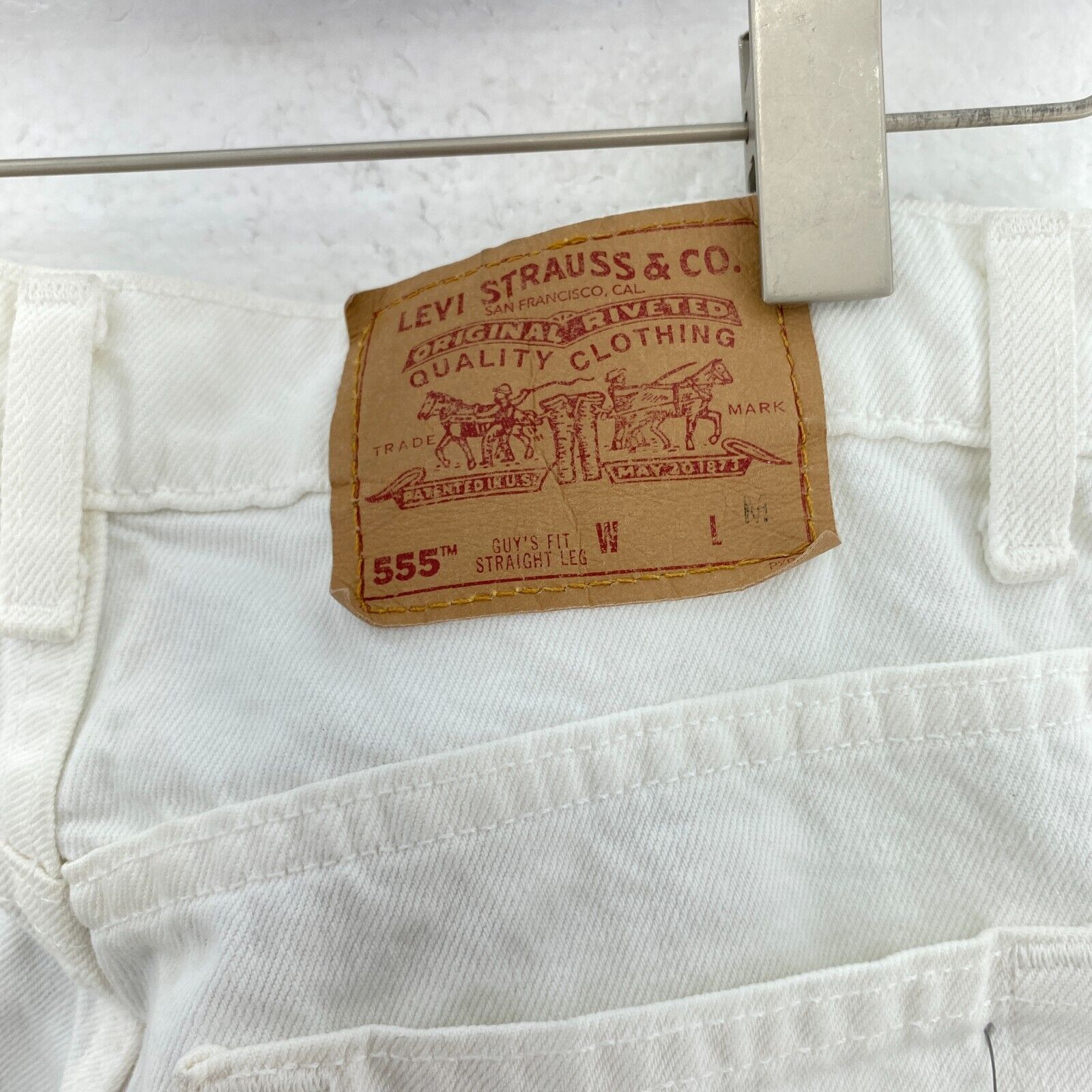 Levi Strauss 555 Women's Guy's Fit Straight Leg White Jeans Size 7