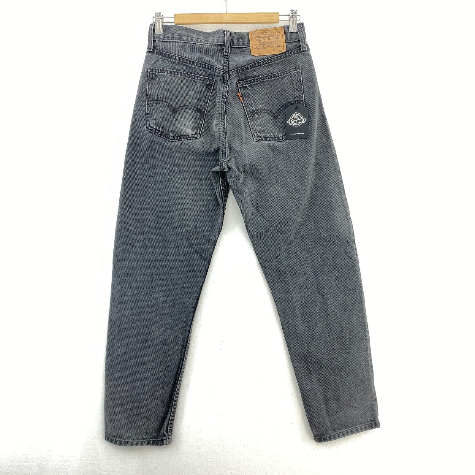 Levi's Orange Tab Medium Wash Black Denim Tapered Jeans Size 30 Women's