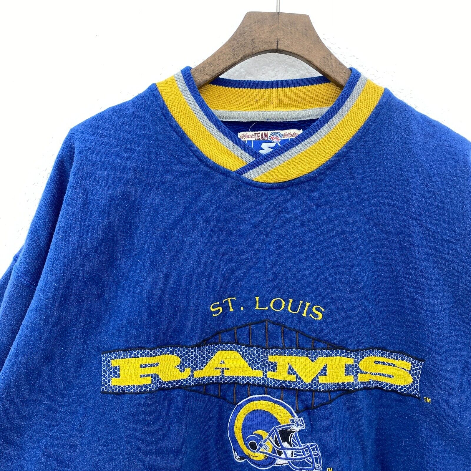 Vintage Starter St. Louis Rams NFL Blue Sweatshirt Size XL