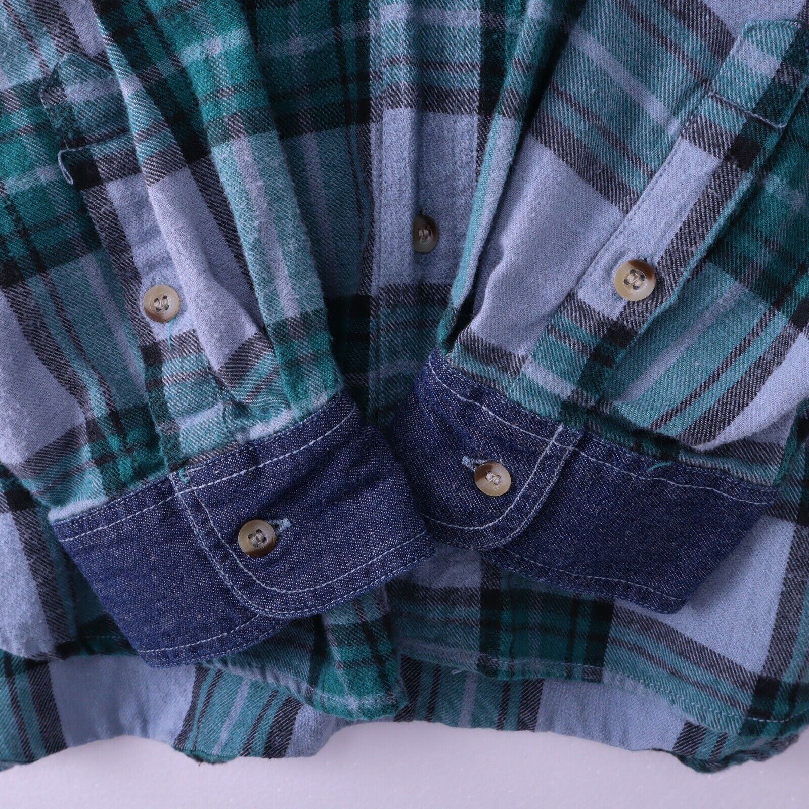 Vintage Cotton Plaid Shirt Size Large Blue 90s
