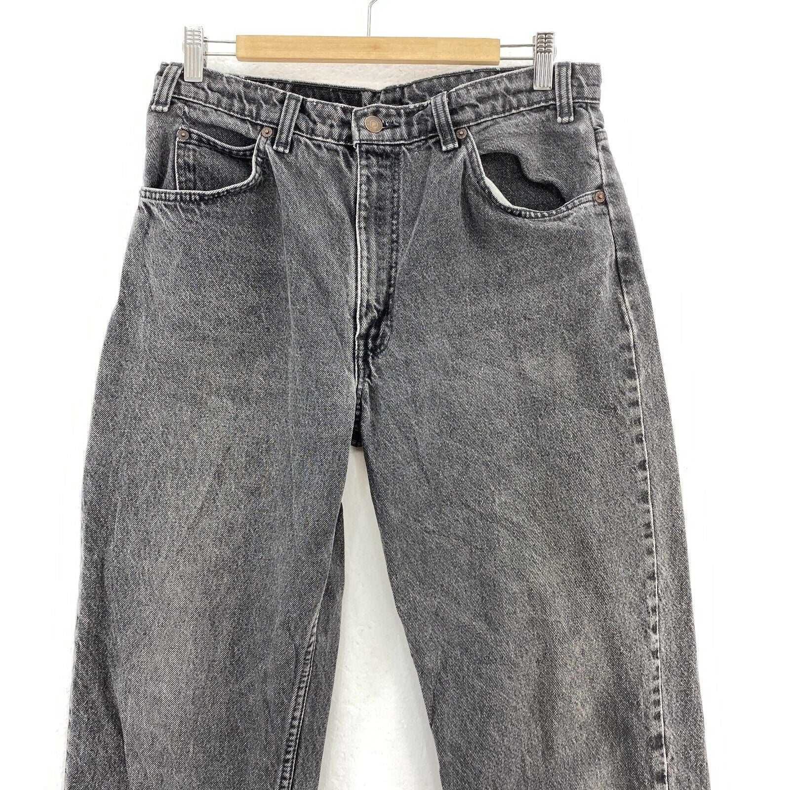 Levi's 634 Orange Tab Light Wash Black Demin Straight Jeans Size 32