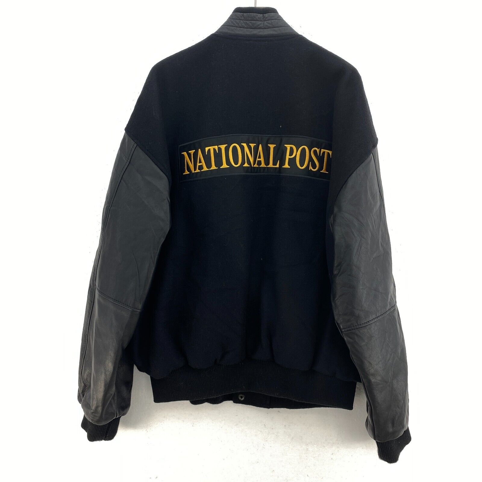 Vintage National Post Snapped Bomber Black Jacket Size L