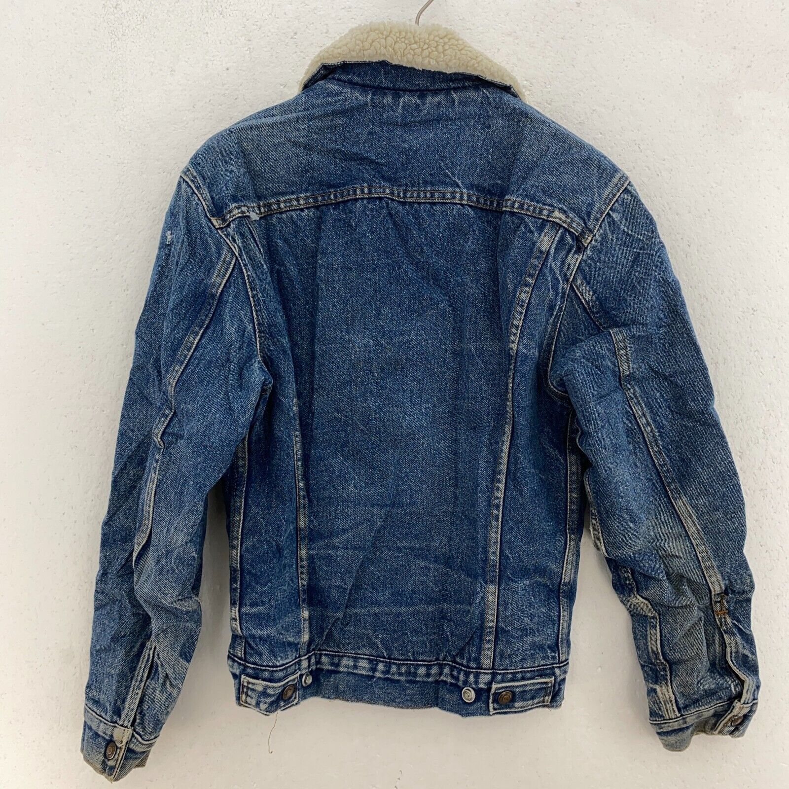Levi Strauss Sherpa Lined Button Up Medium Wash Blue Denim Jacket Size 34