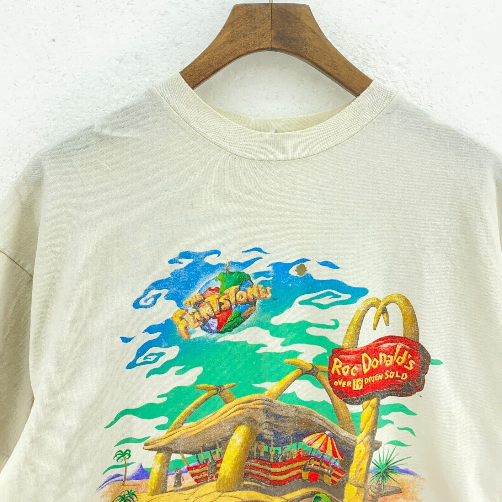 The Flintstones Summer 1994 Roc Donalds Mc Donalds Parody White T-shirt Size XL
