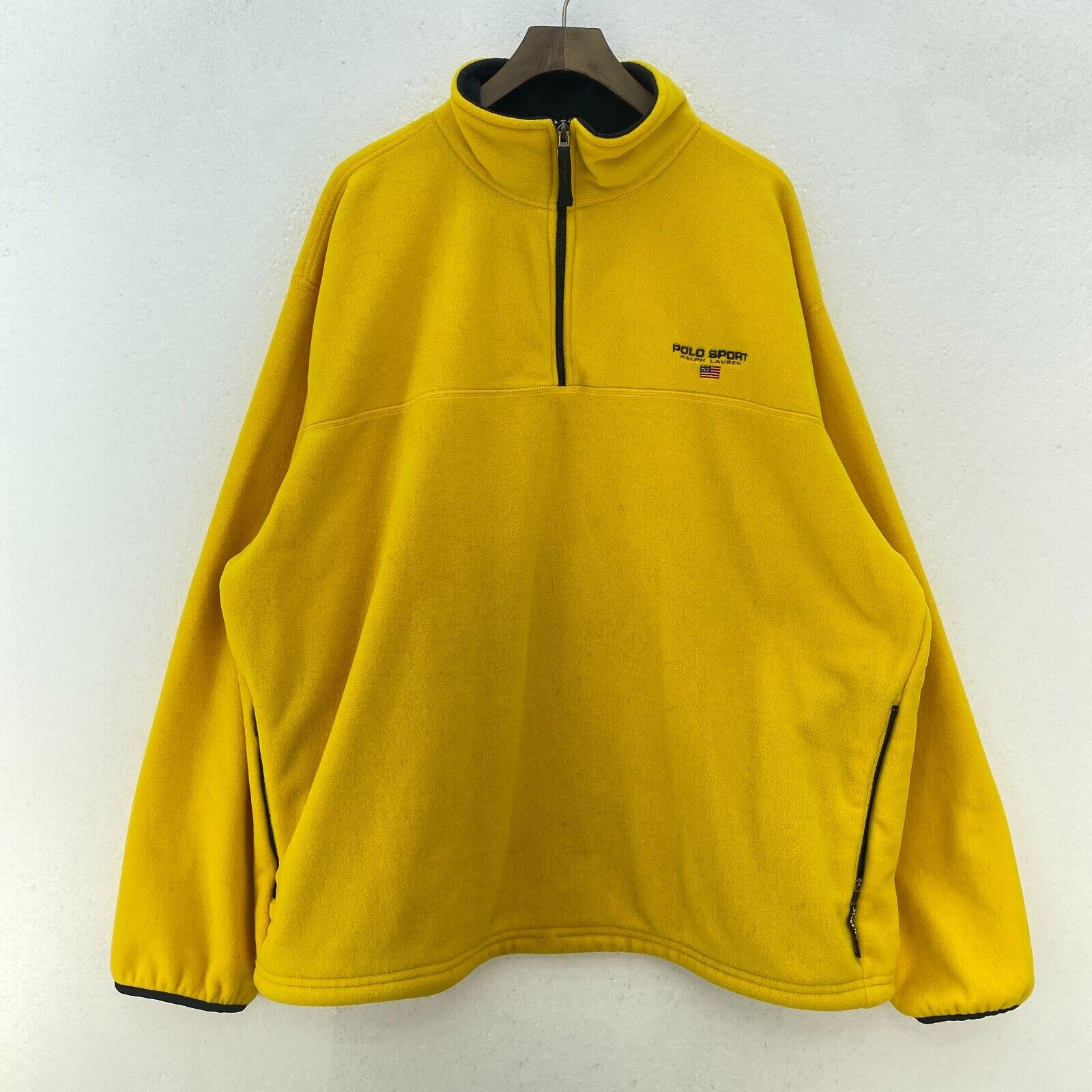 Ralph Lauren Polo Sport Quarter Zip Yellow Fleece Jacket Size XXL