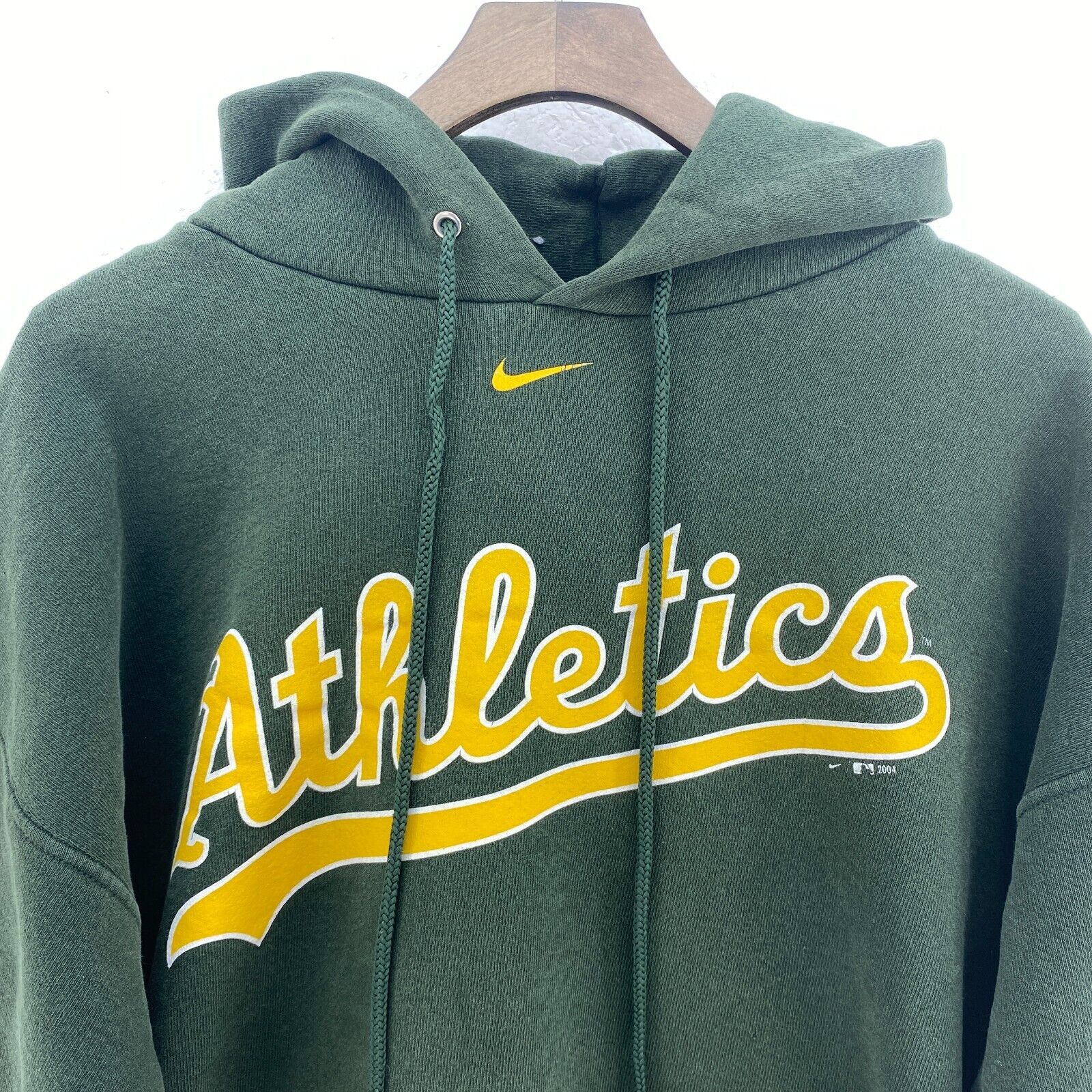 Nike Athlethics Swoosh Logo 2004 MLB Green Hoodie Size L