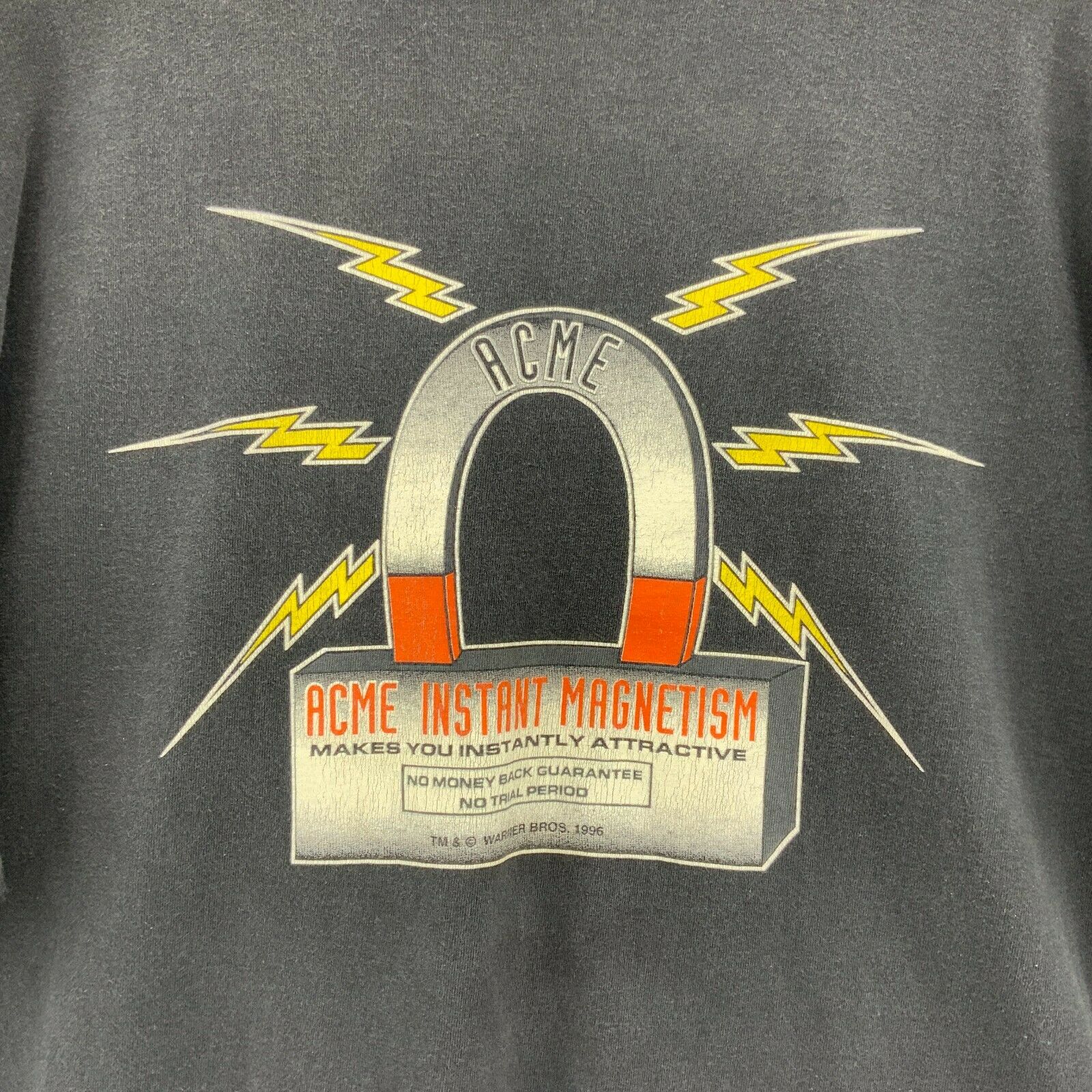 1996 Warner Bros Acme Instant Magnetism Black T-shirt Size XL Looney Tunes