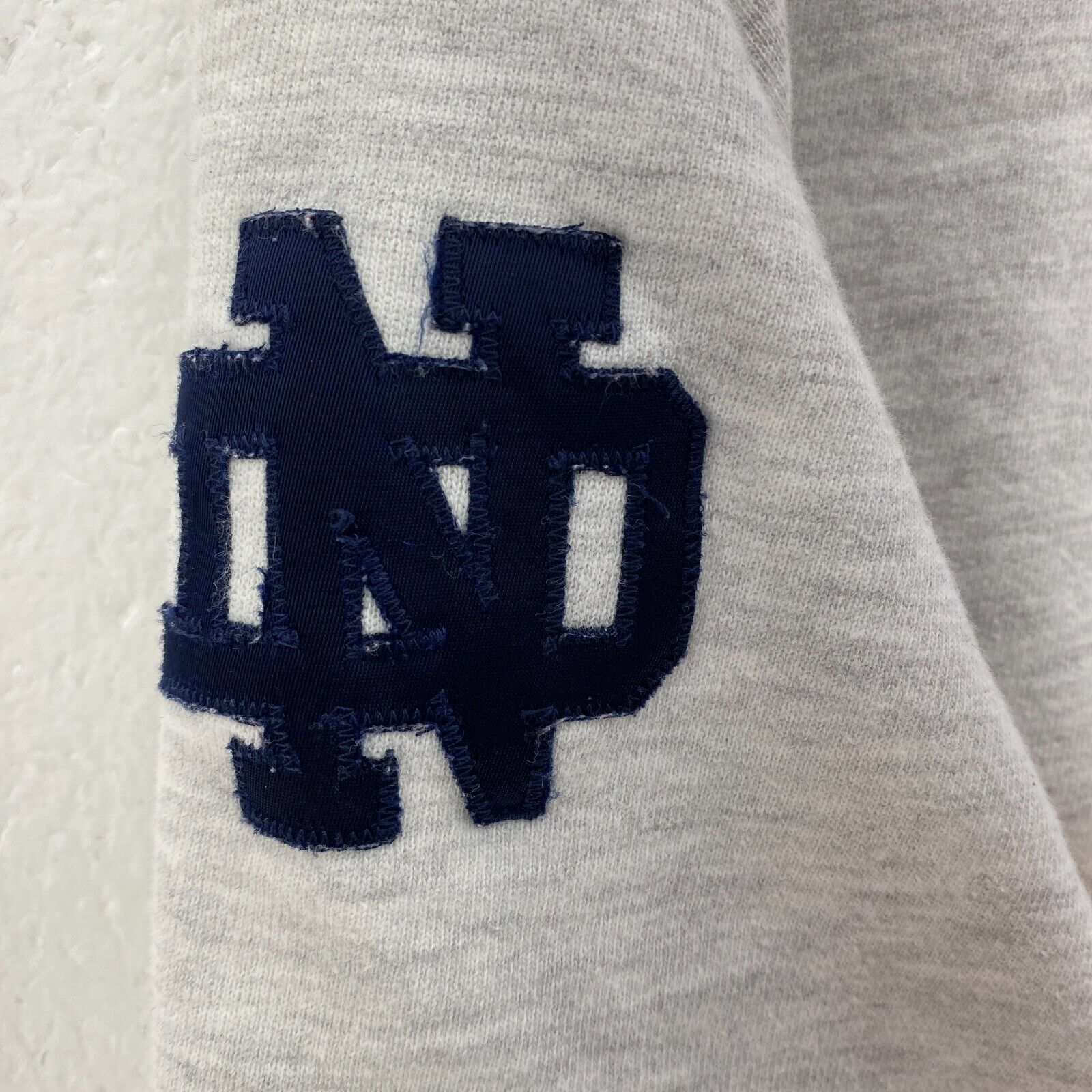VTG Notre Dame Spell Out Fighting Irish Champion NCAA Gray Sweatshirt Size XXL