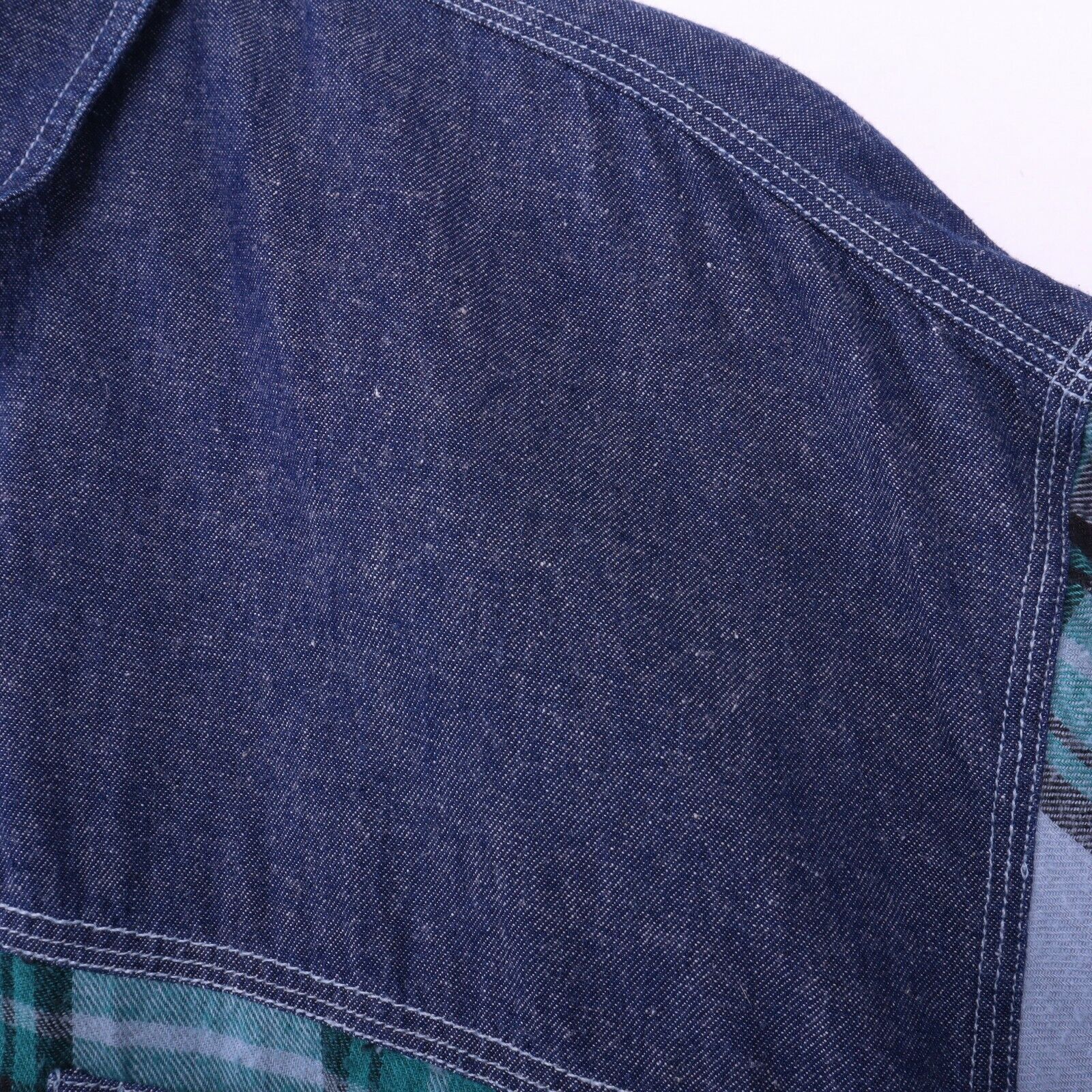 Vintage Cotton Plaid Shirt Size Large Blue 90s