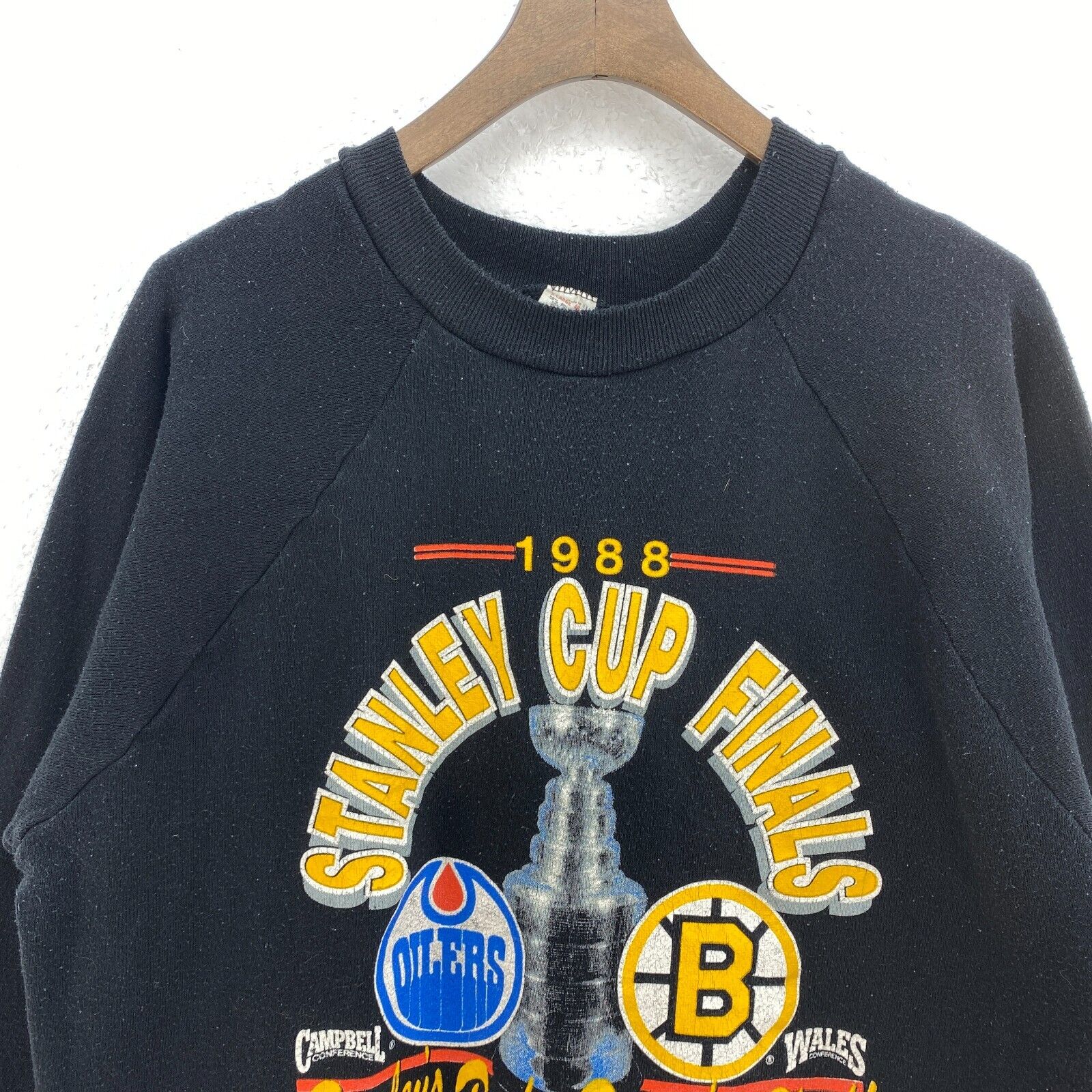 Stanley Cup Finals Oilers Bruins 19888 Black Sweatshirt Size XL