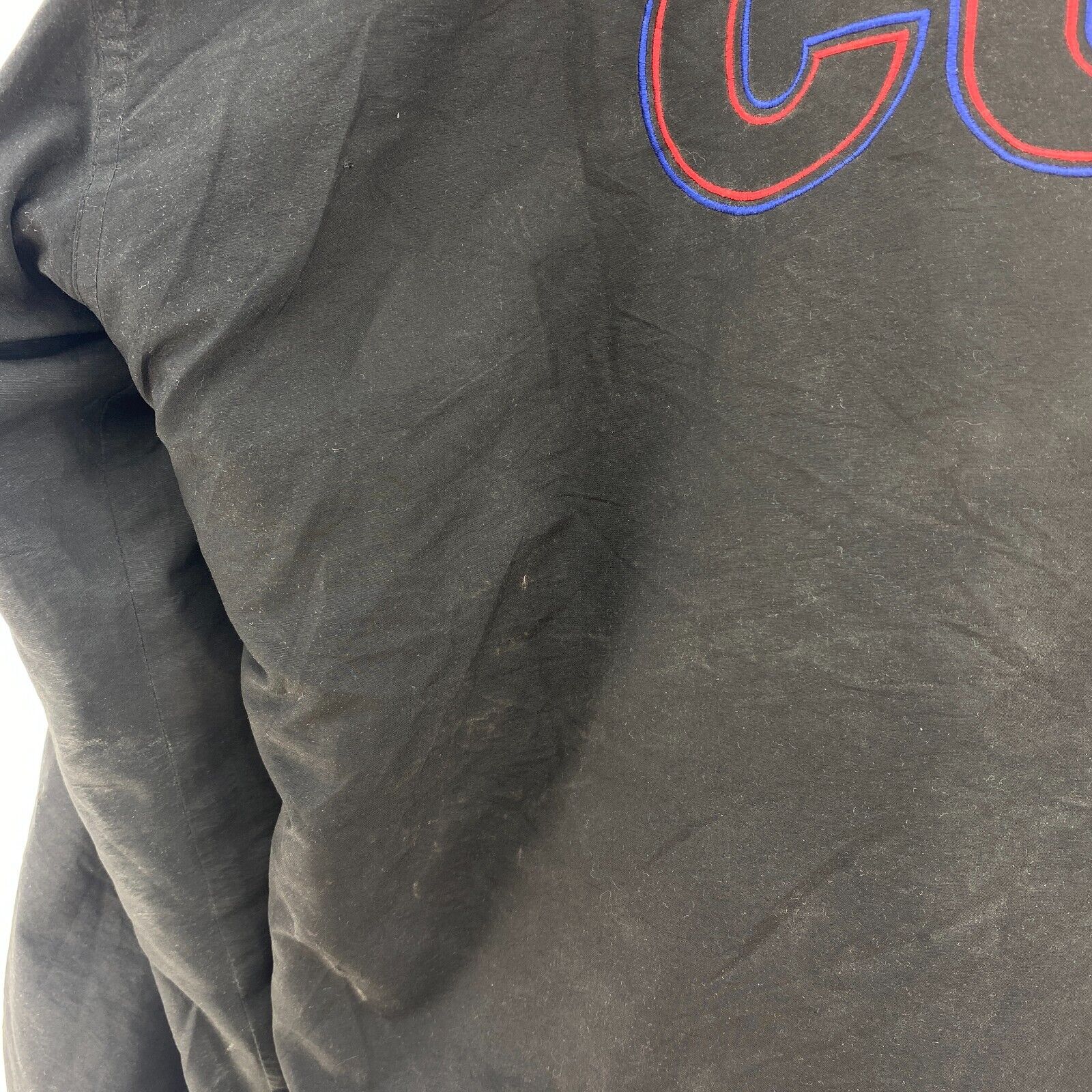 Chicago Cubs Logo Black Starter Full Zip Hooded Insulated Jacket Size L MLB