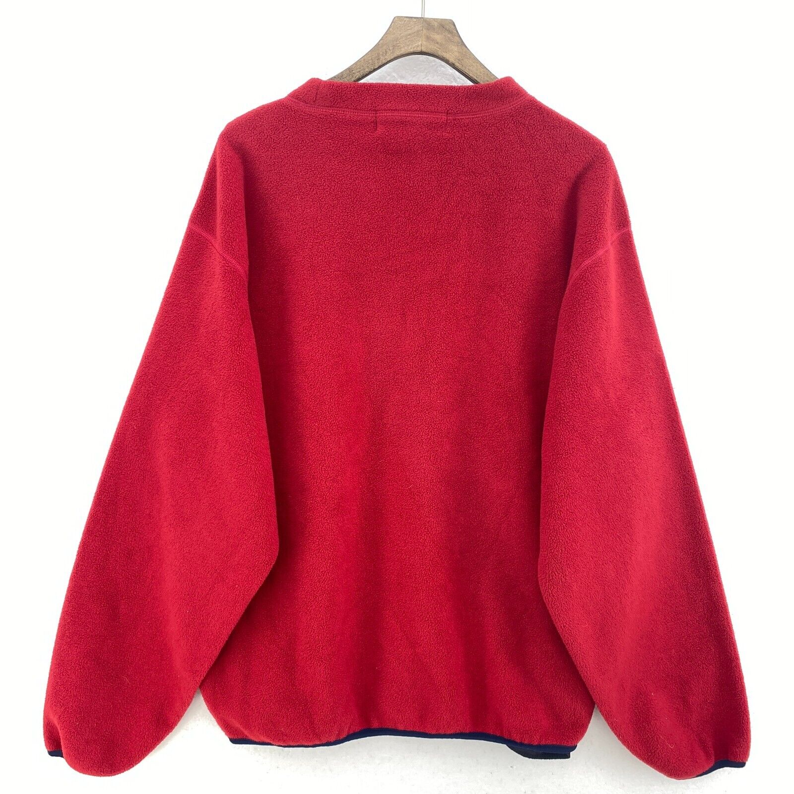 Vintage Nautica Embroidered Logo Pullover Crewneck Red Fleece Sweatshirt Size S