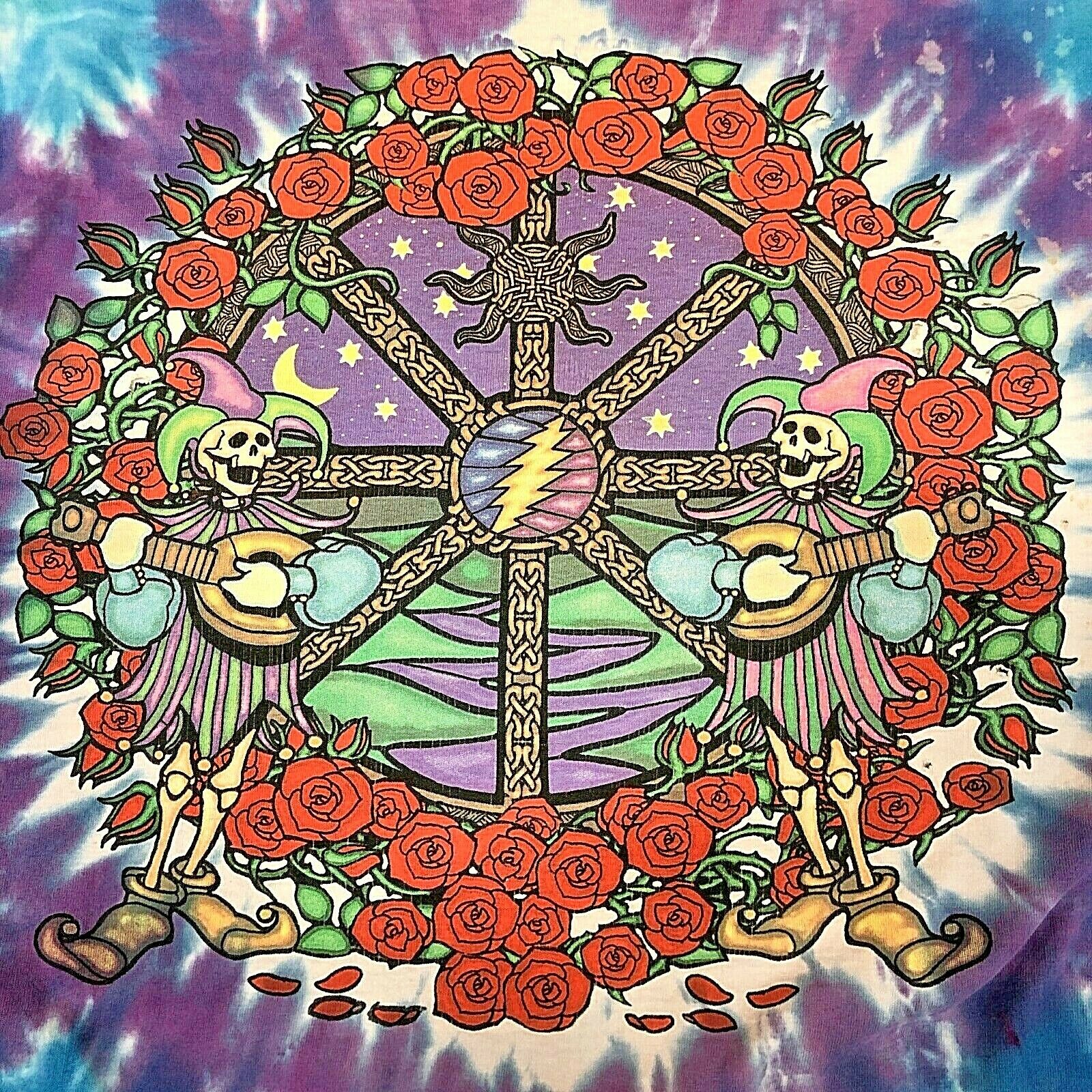 Grateful Dead Celtic Mandala 2000 Tie Dye T-shirt Size L Rock