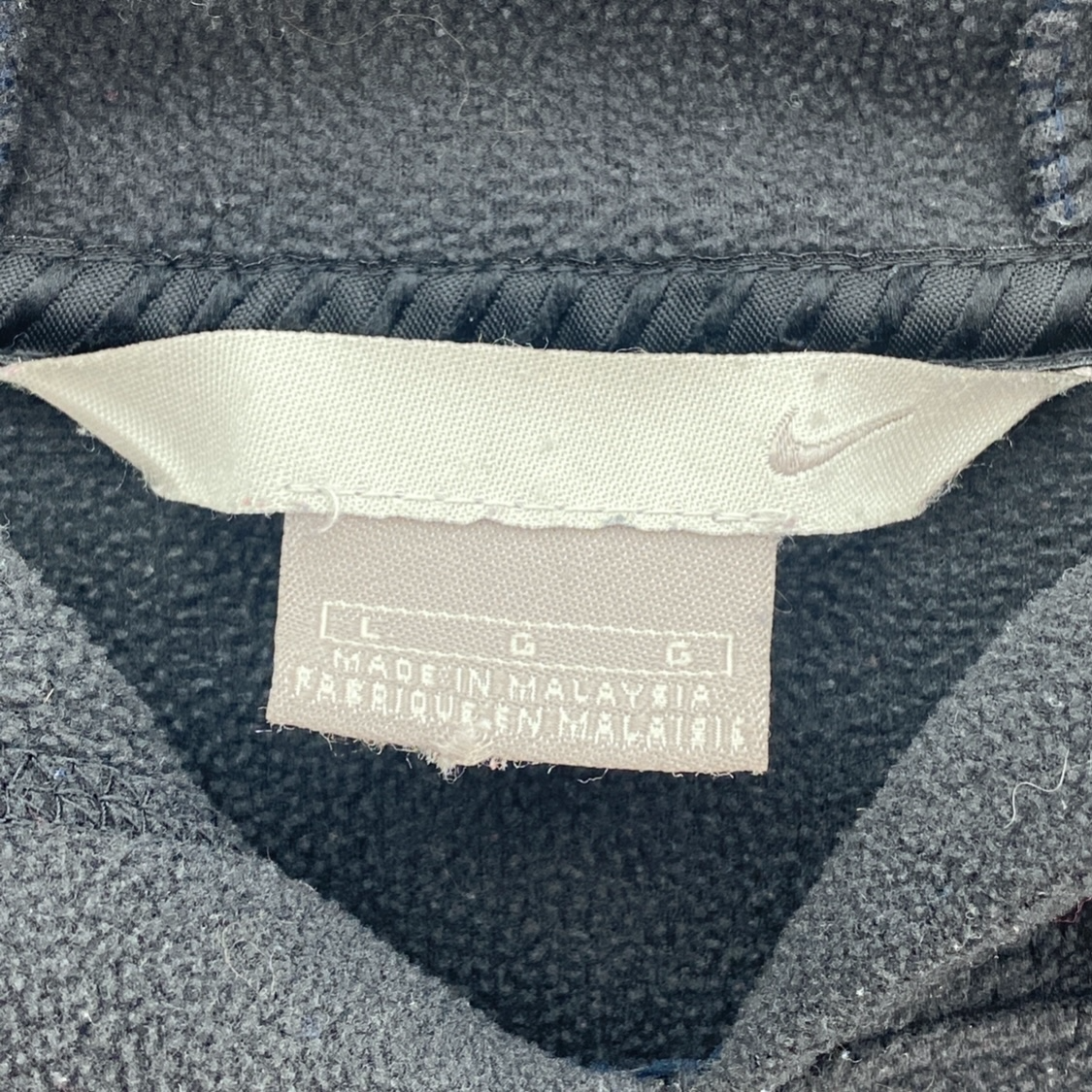 Nike Swoosh Check Embroidered Black Fleece Hoodie Size L