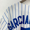 Majestic Pinstripe Chicago Cubs MLB Garciaparra 5 White Button Up Jersey Size XL