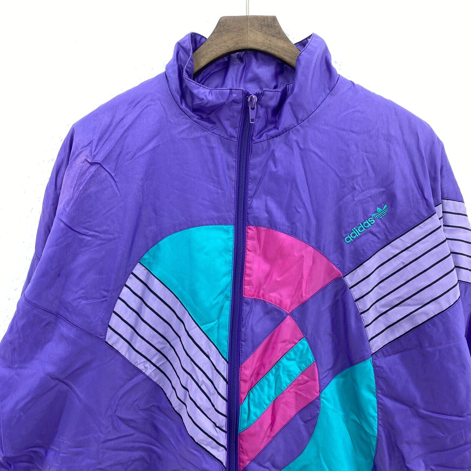 Vintage Adidas Full Zip Purple Track Jacket Size L 90s