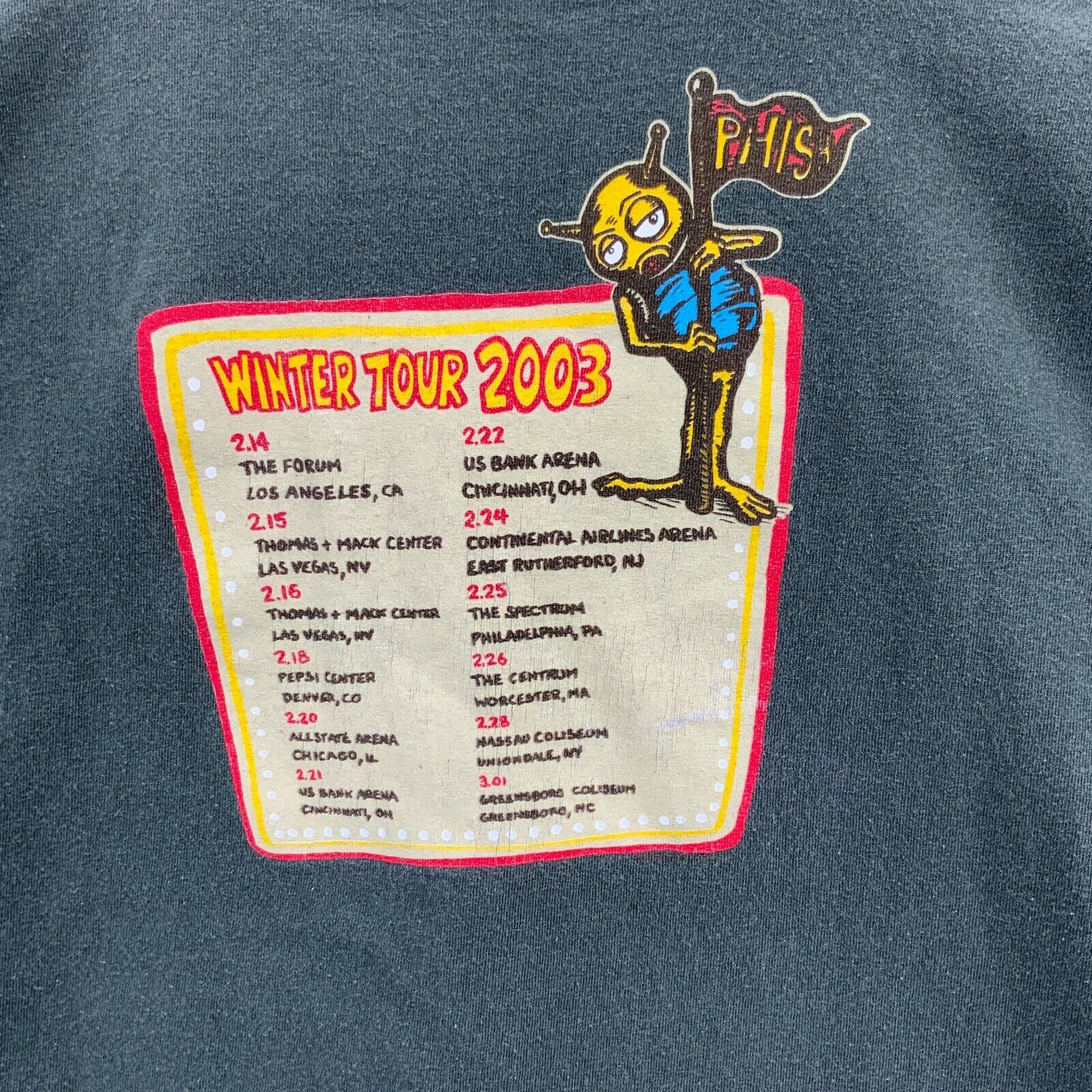 Phish Rock Band Winter Tour 2003 Green T-shirt Size XXL