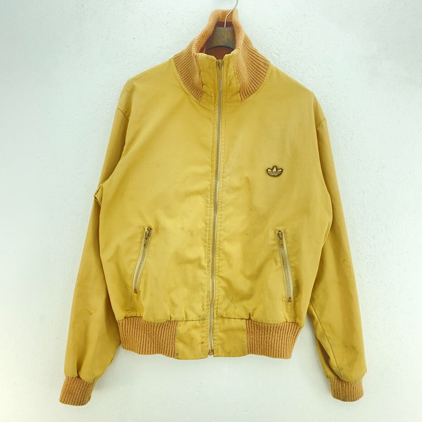 Vintage Adidas Full Zip Bomber Beige Jacket Size M