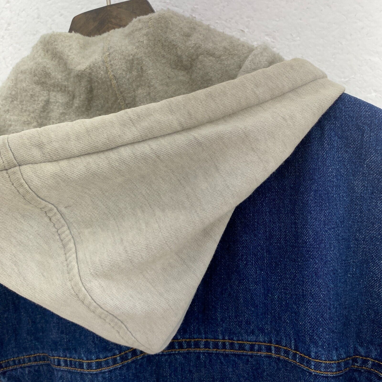 Vintage Polo Ralph Lauren Medium Wash Button Up Denim Hooded Jacket Size L