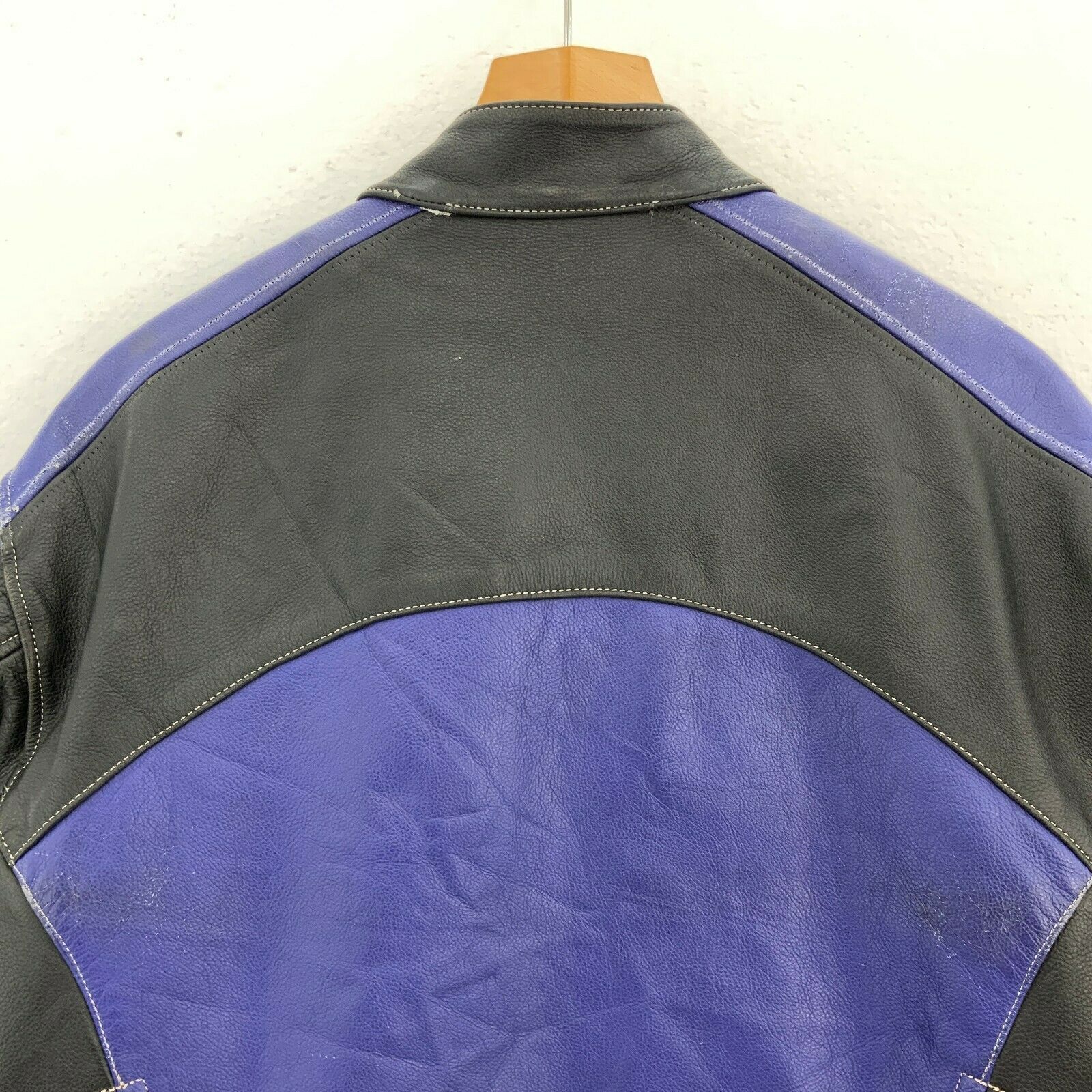 Joe Rocket Leather Jacket Purple Biker Motorcycles Size 44 Missing Lining